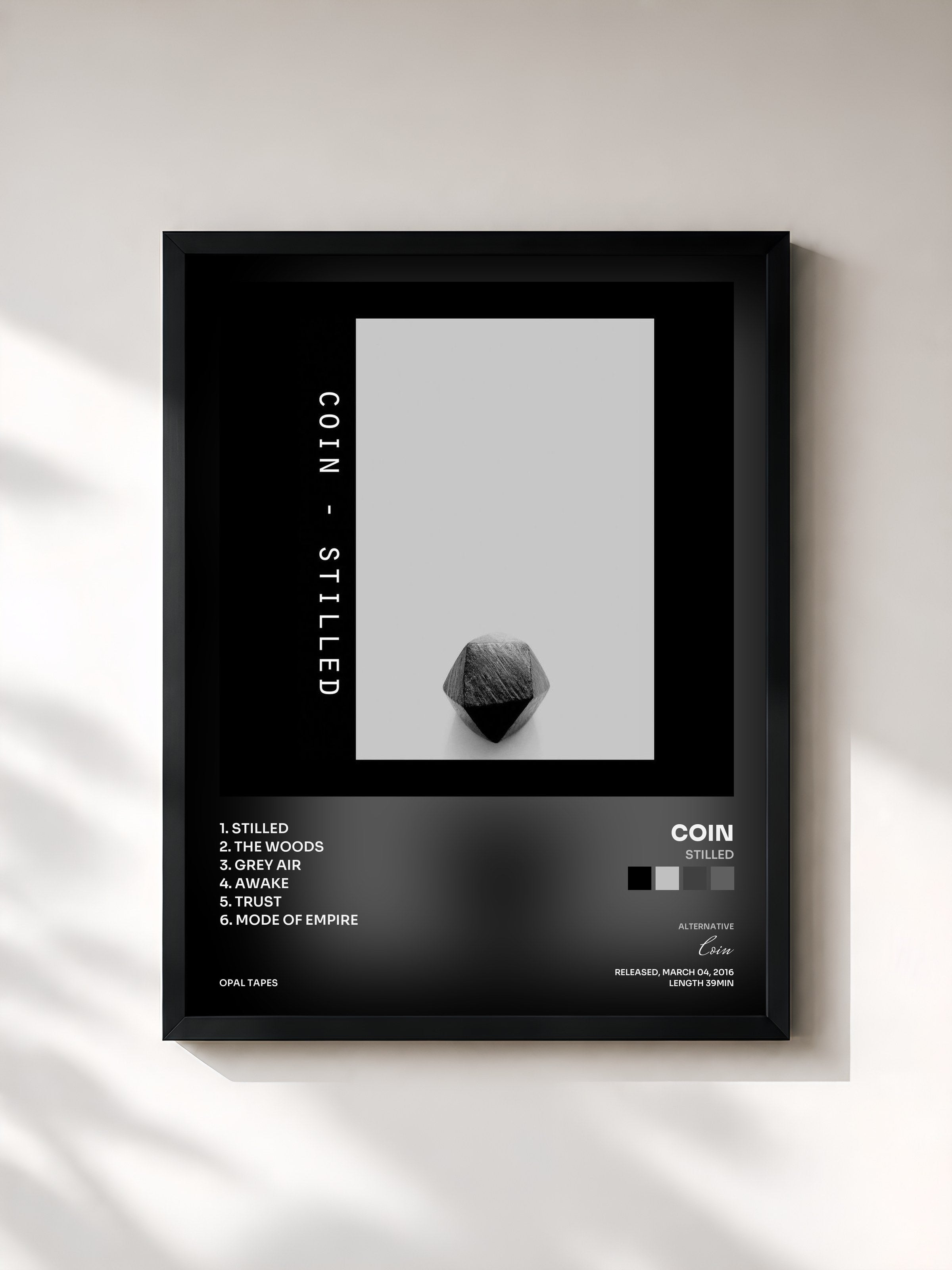 #noir Tableau de l'album Stilled de Coin, cadre noir, imprimé et encadré en France