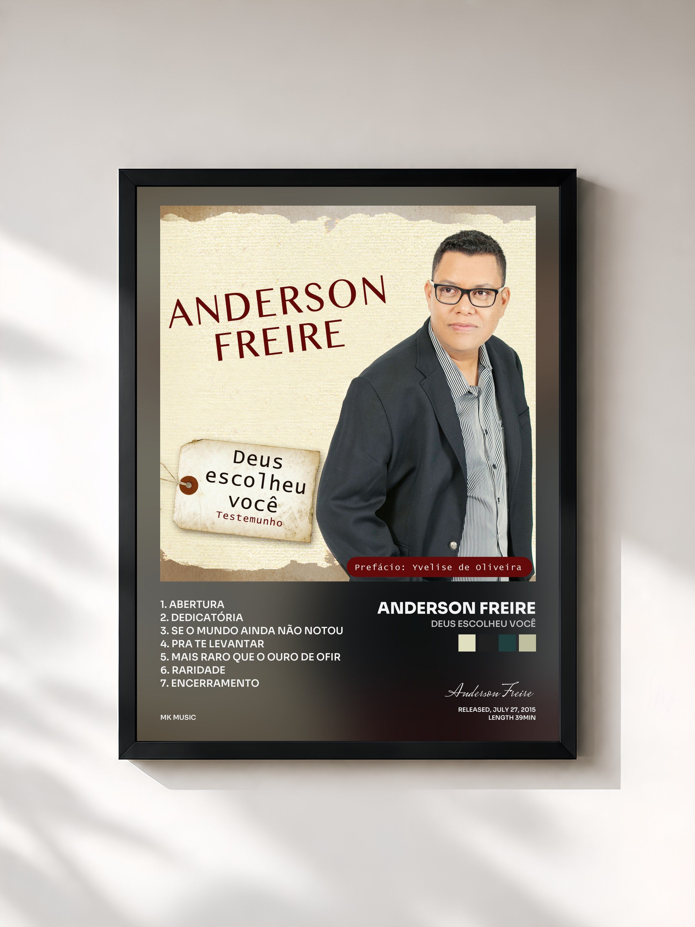 #noir Tableau de l'album Deus Escolheu Você de Anderson Freire, cadre noir, imprimé et encadré en France