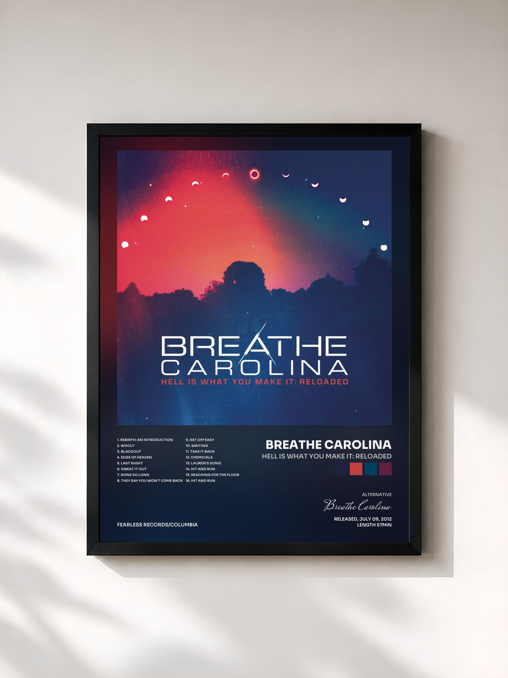 #noir Tableau de l'album Hell Is What You Make It: Reloaded de Breathe Carolina, cadre noir, imprimé et encadré en France