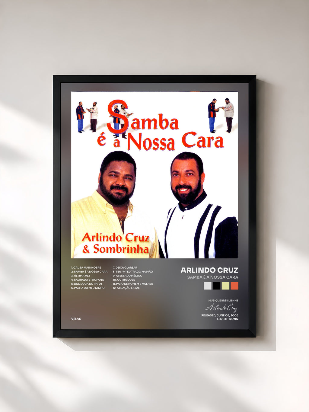 #noir Tableau de l'album Samba é a Nossa Cara de Arlindo Cruz, cadre noir, imprimé et encadré en France