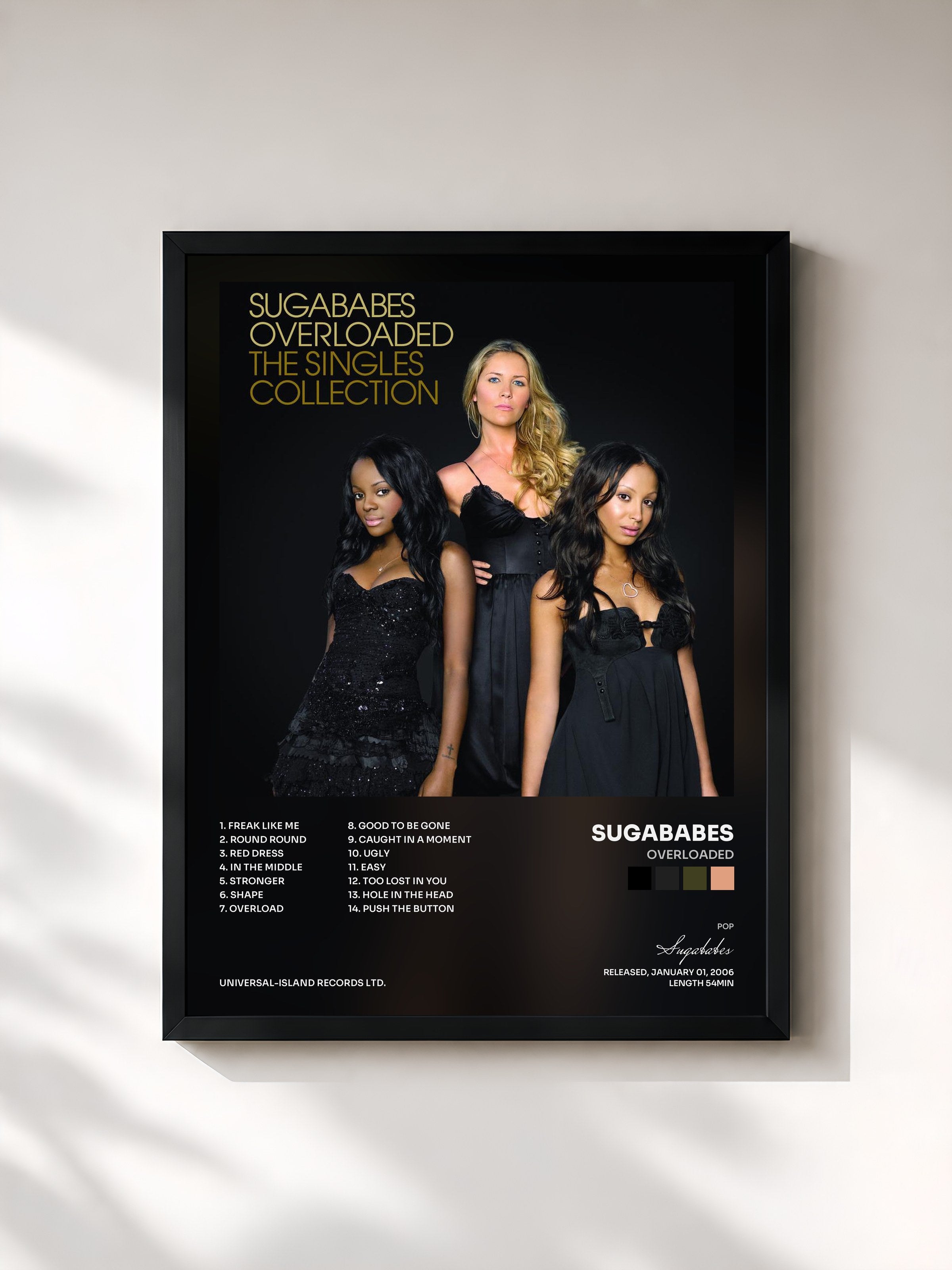 #noir Tableau de l'album Overloaded de Sugababes, cadre noir, imprimé et encadré en France