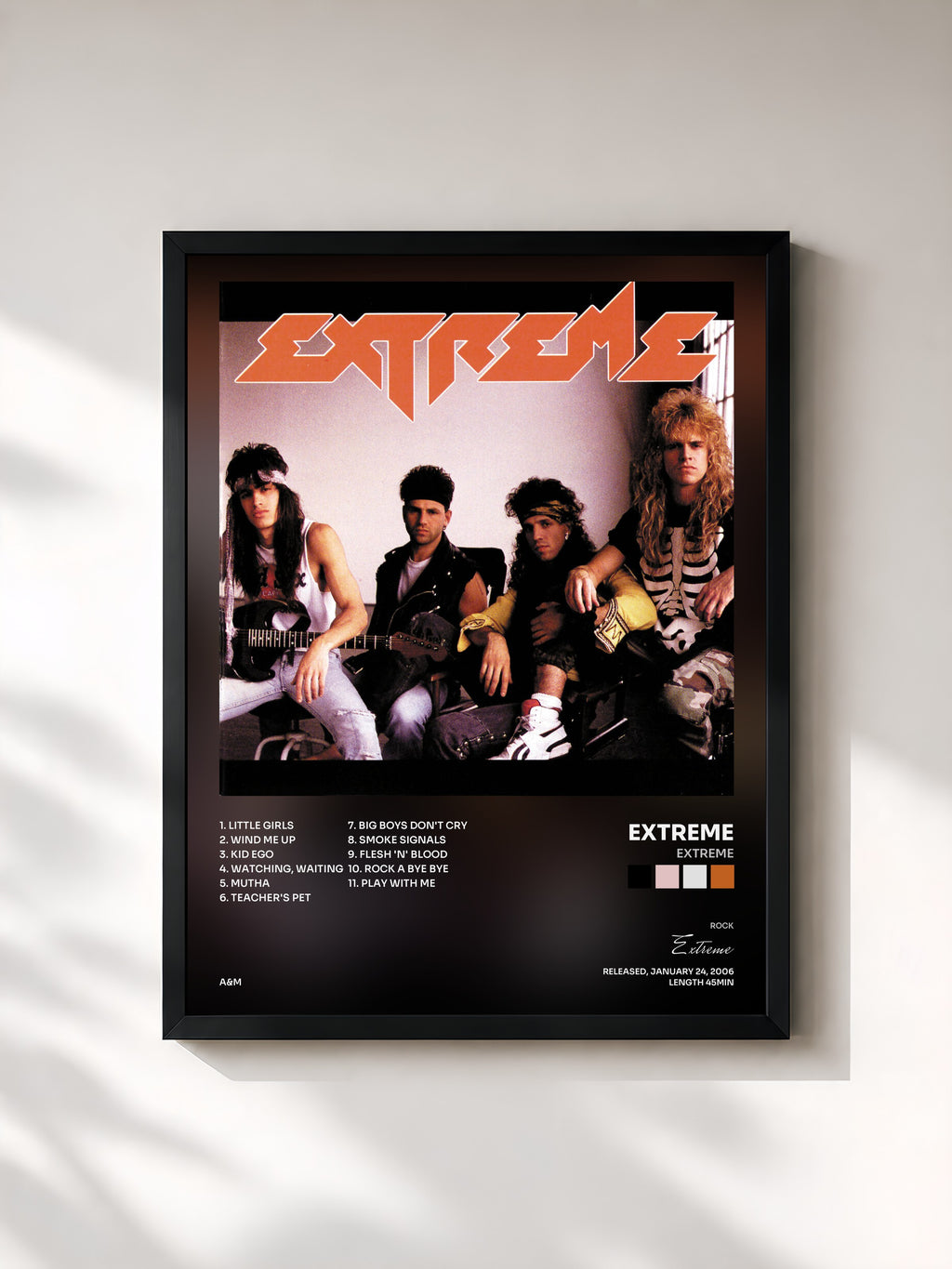 #noir Tableau de l'album Extreme de Extreme, cadre noir, imprimé et encadré en France