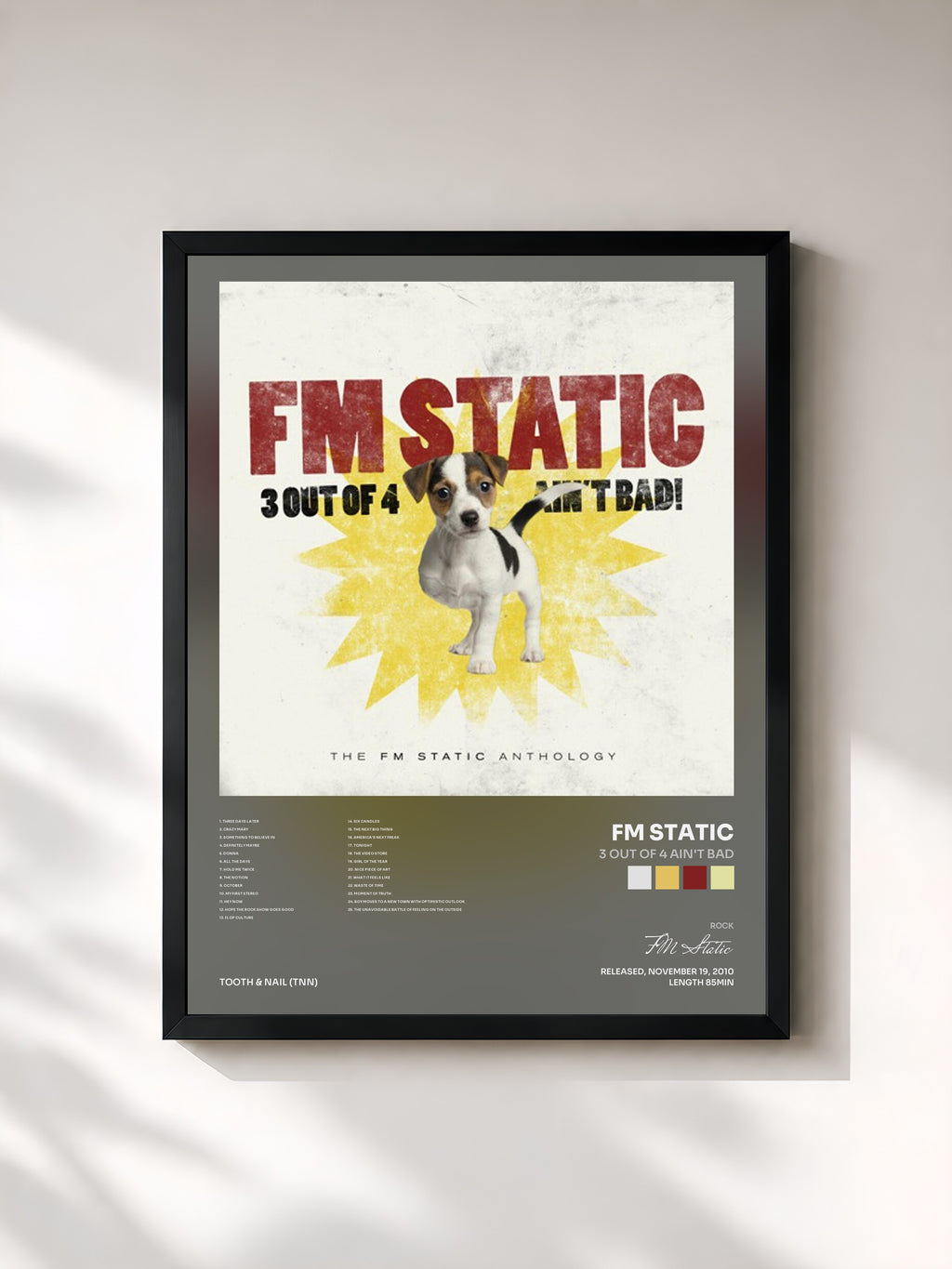 #noir Tableau de l'album 3 Out Of 4 Ain't Bad de FM Static, cadre noir, imprimé et encadré en France