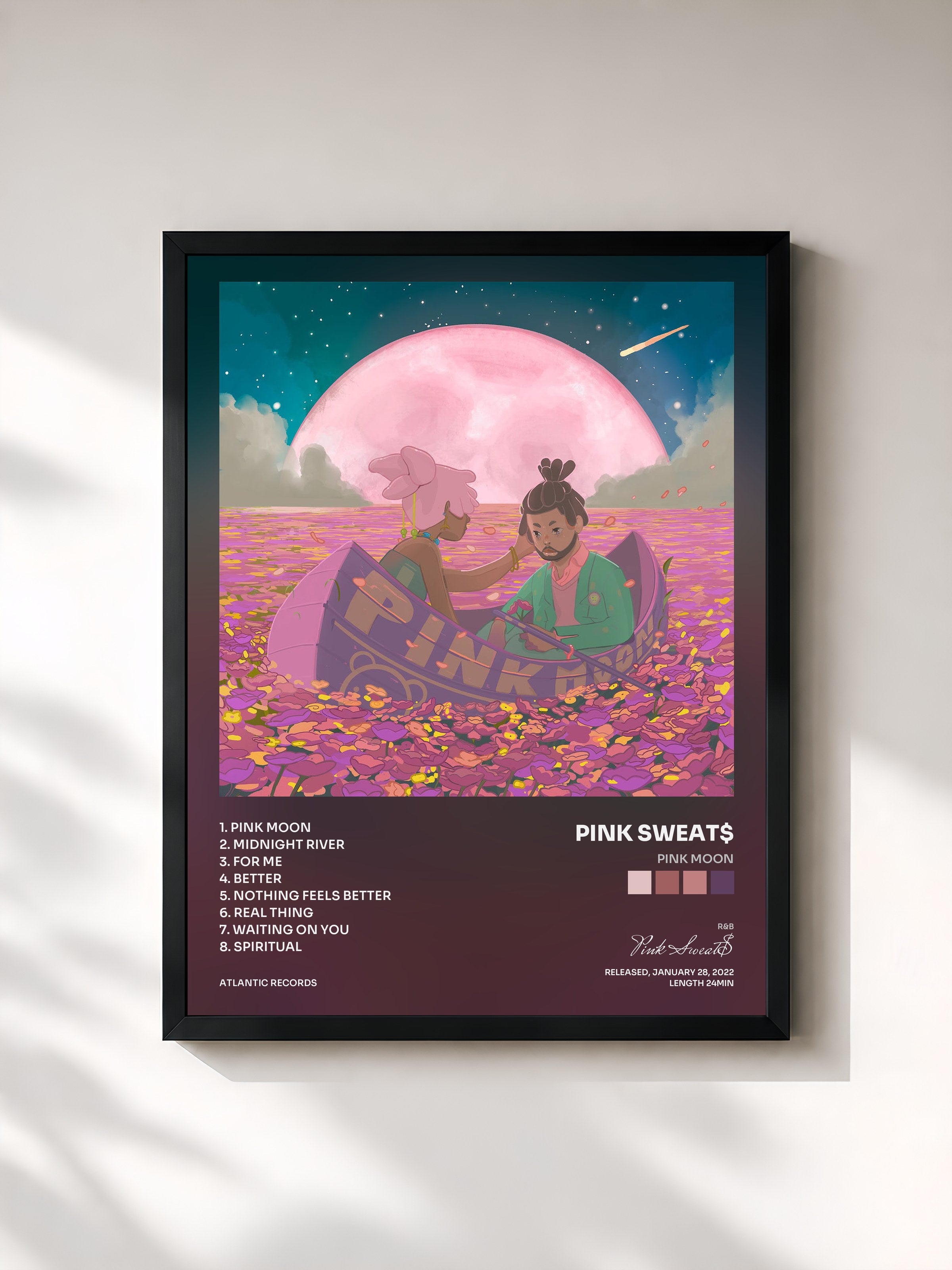 #noir Tableau de l'album Pink Moon de Pink Sweat$, cadre noir, imprimé et encadré en France