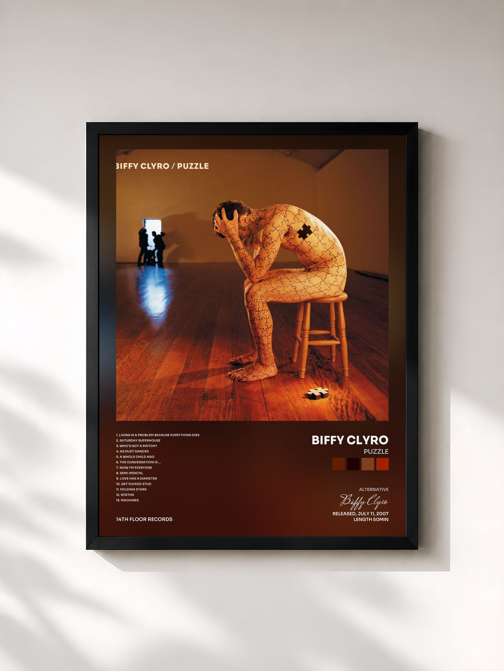 #noir Tableau de l'album Puzzle de Biffy Clyro, cadre noir, imprimé et encadré en France