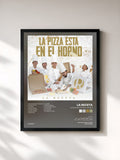 #noir Tableau de l'album La Pizza Está En El Horno de LA RECETA, cadre noir, imprimé et encadré en France