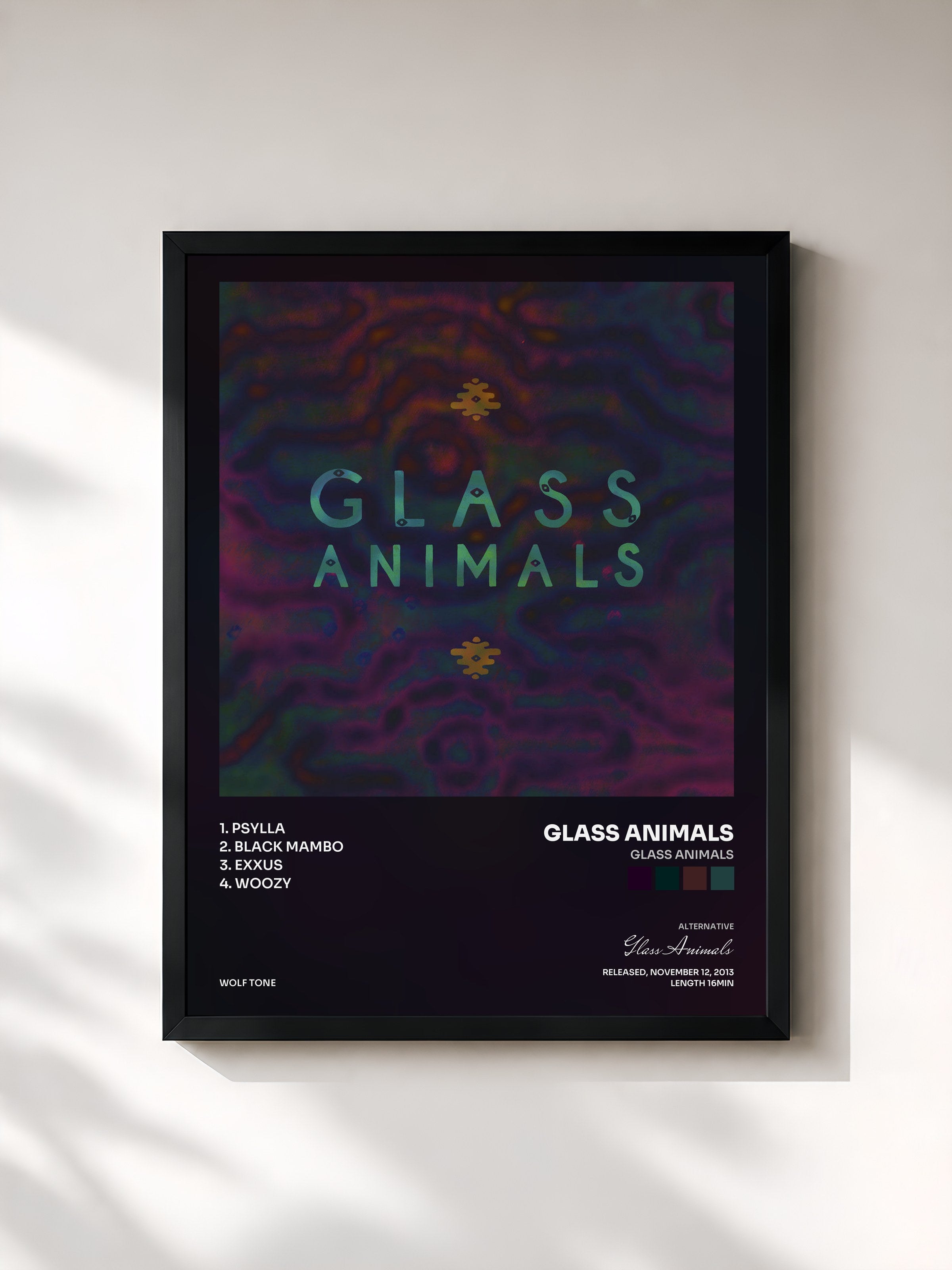 #noir Tableau de l'album Glass Animals de Glass Animals, cadre noir, imprimé et encadré en France