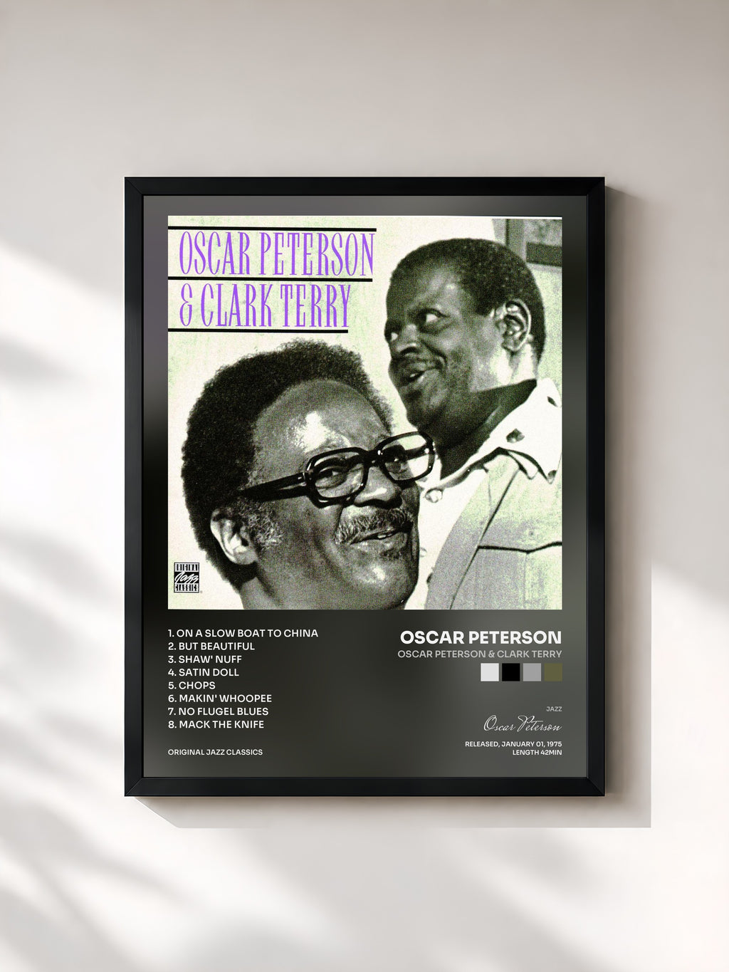 #noir Tableau de l'album Oscar Peterson & Clark Terry de Oscar Peterson, cadre noir, imprimé et encadré en France