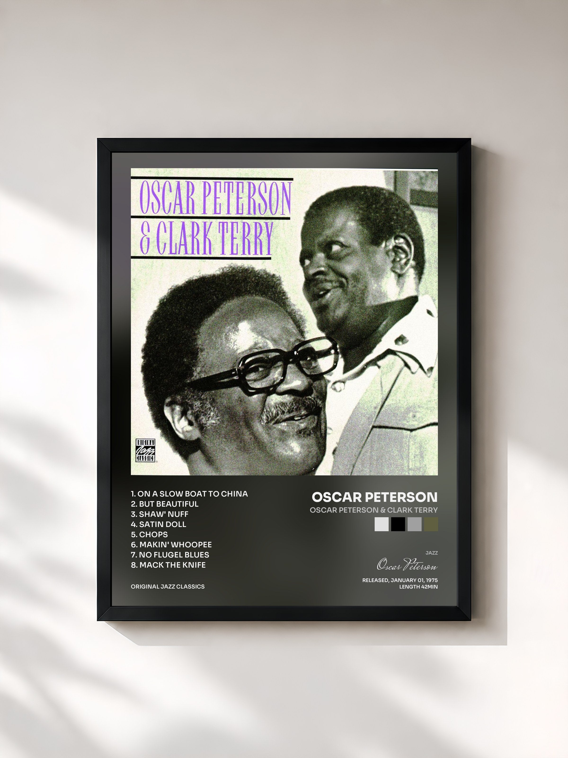 #noir Tableau de l'album Oscar Peterson & Clark Terry de Oscar Peterson, cadre noir, imprimé et encadré en France