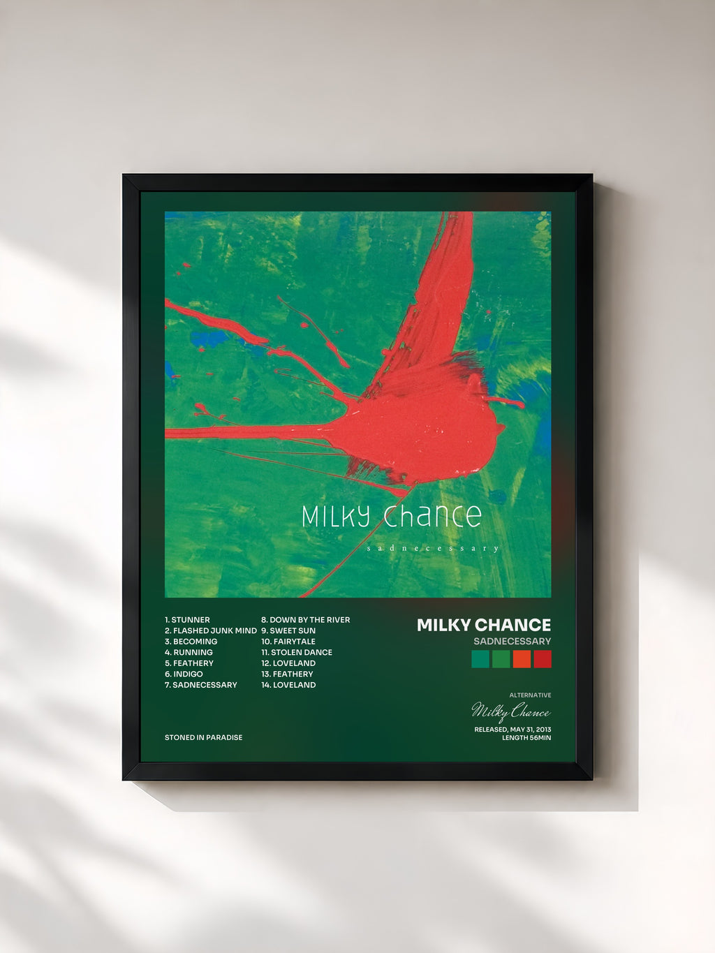 #noir Tableau de l'album Sadnecessary de Milky Chance, cadre noir, imprimé et encadré en France