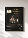 #noir Tableau de l'album Diva de Koffi Olomidé, cadre noir, imprimé et encadré en France