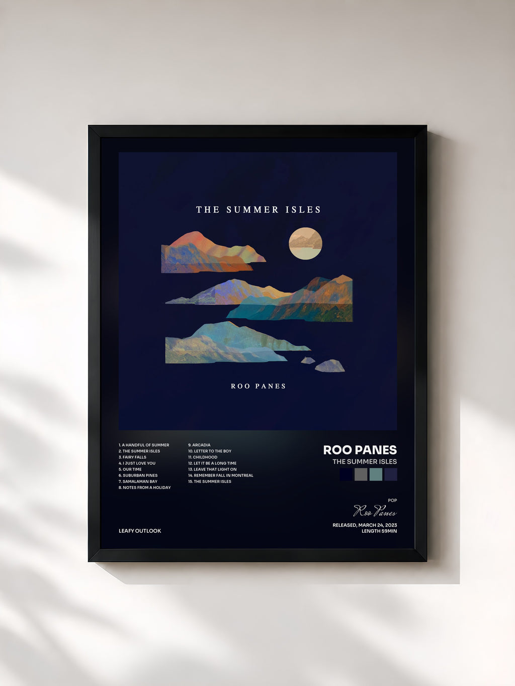 #noir Tableau de l'album The Summer Isles de Roo Panes, cadre noir, imprimé et encadré en France