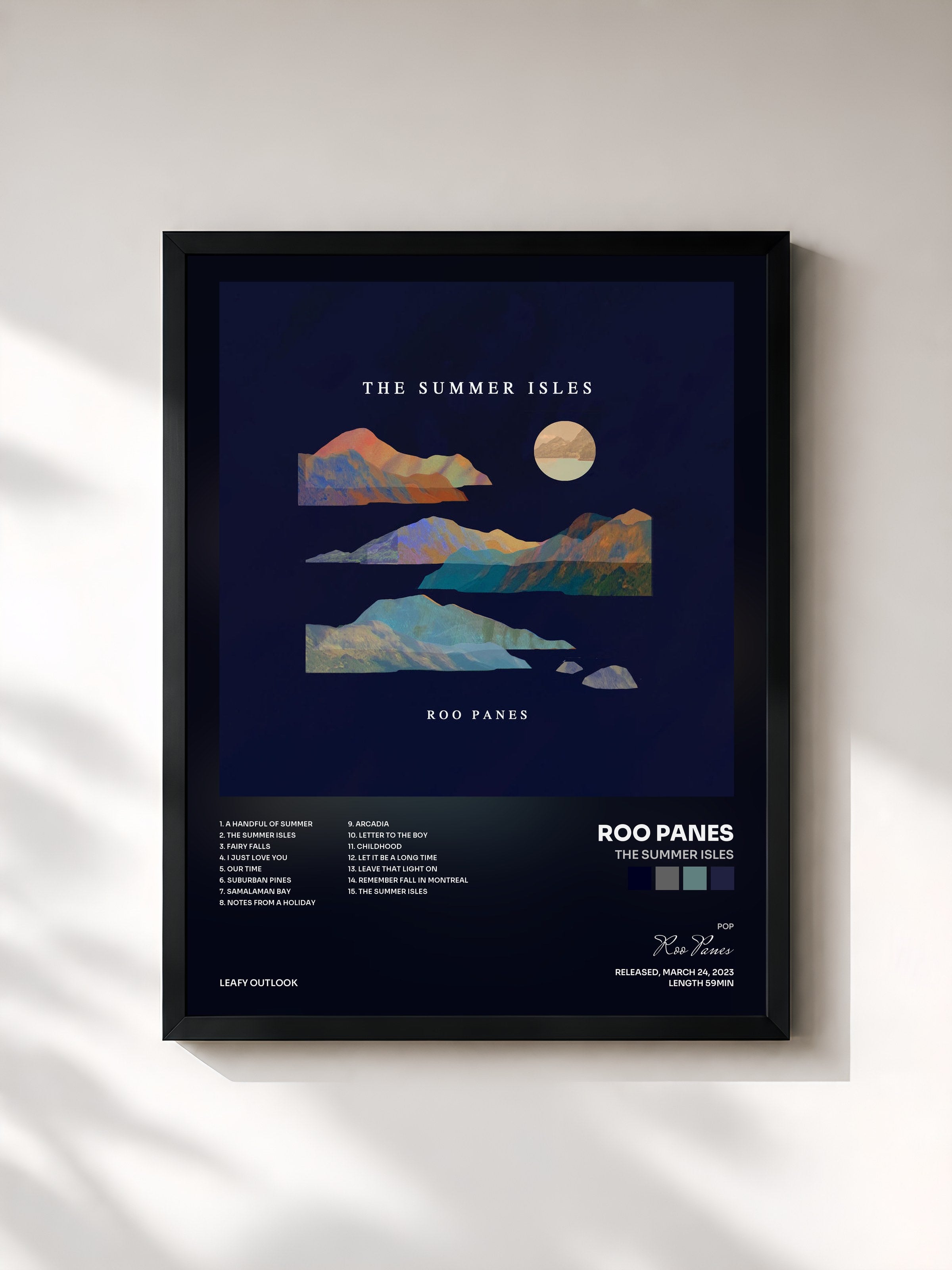 #noir Tableau de l'album The Summer Isles de Roo Panes, cadre noir, imprimé et encadré en France