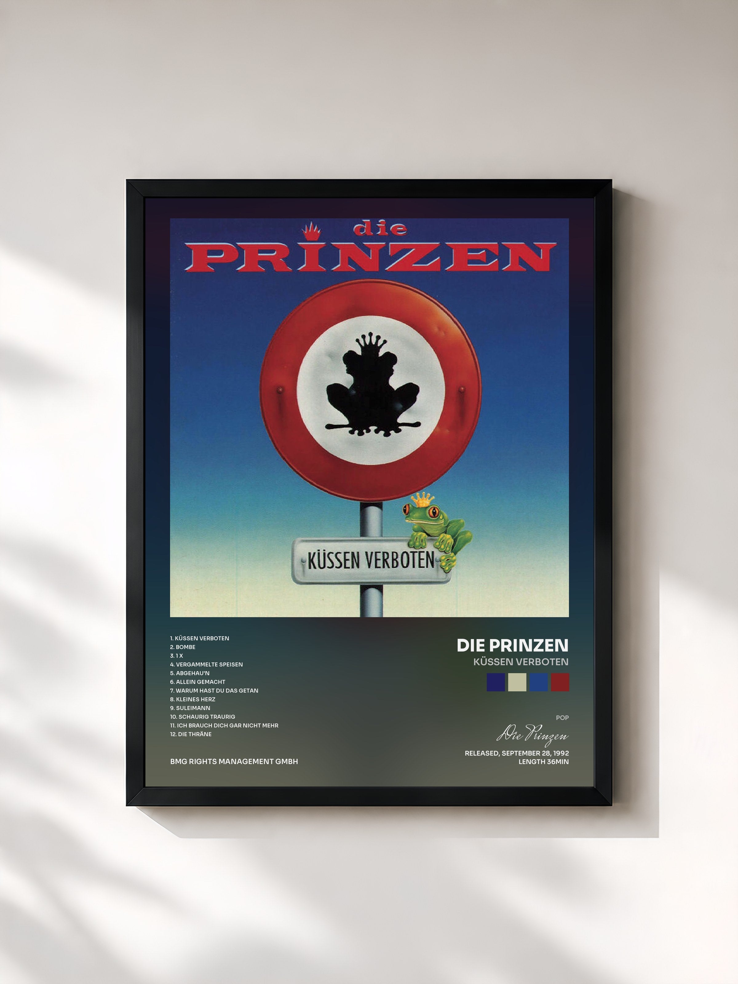 #noir Tableau de l'album Küssen verboten de Die Prinzen, cadre noir, imprimé et encadré en France