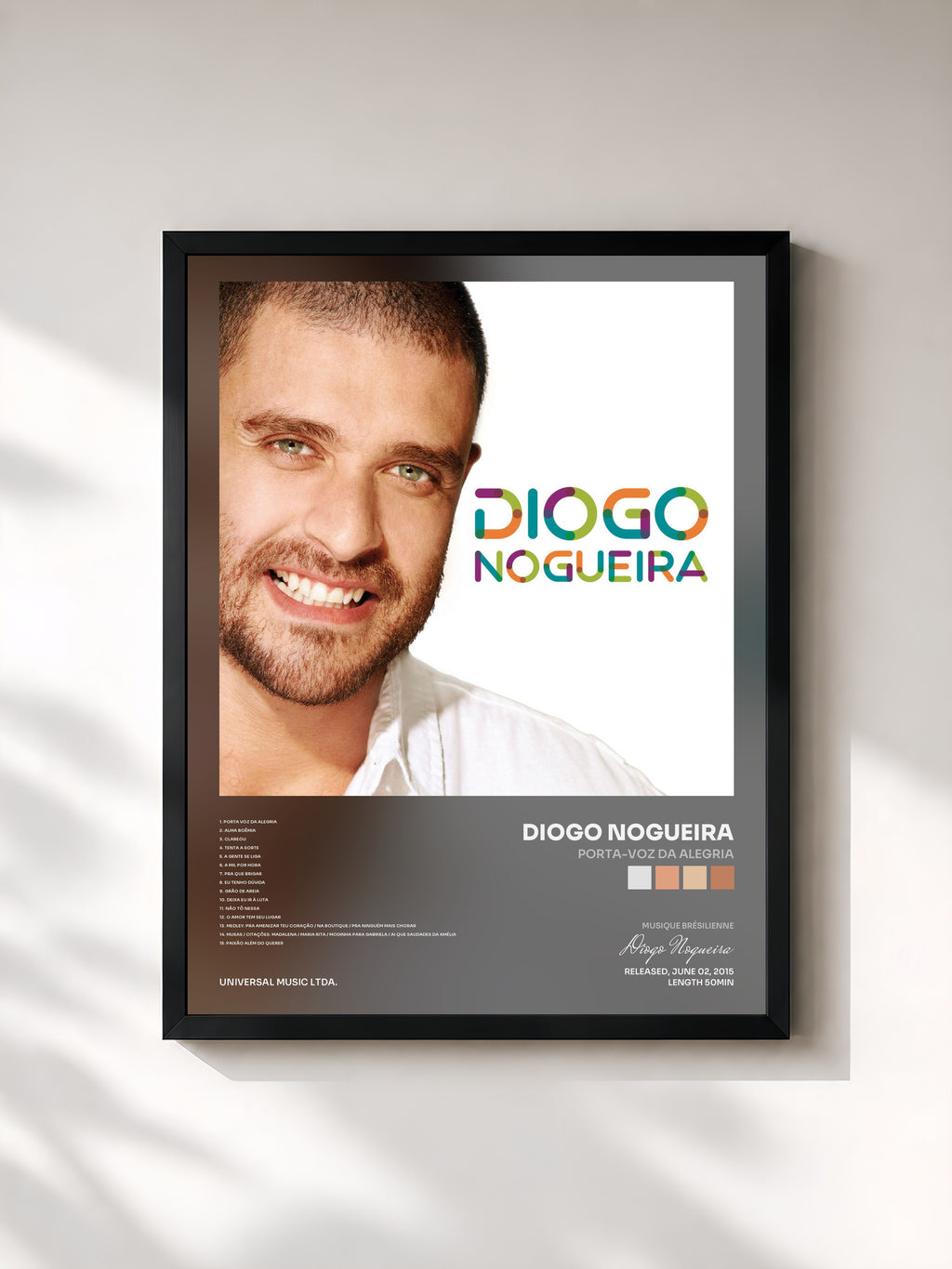 #noir Tableau de l'album Porta-Voz Da Alegria de Diogo Nogueira, cadre noir, imprimé et encadré en France