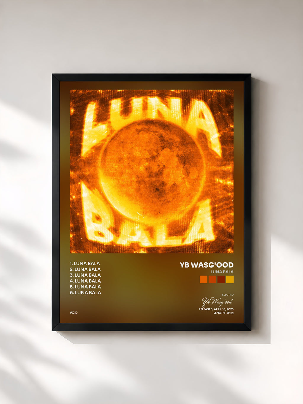 #noir Tableau de l'album LUNA BALA de Yb Wasg'ood, cadre noir, imprimé et encadré en France