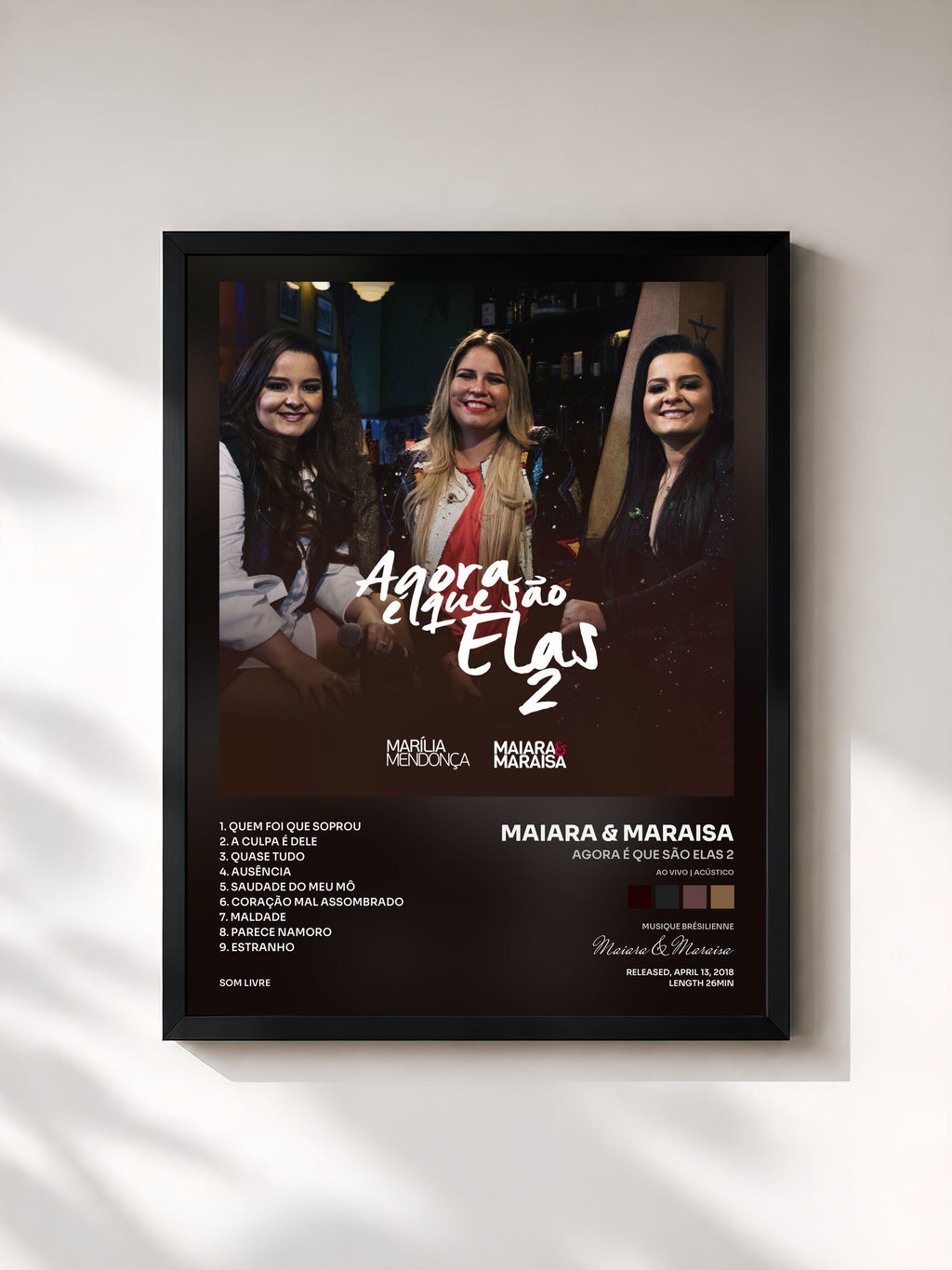 #noir Tableau de l'album Agora É Que São Elas 2 (Ao Vivo | Acústico) de Maiara & Maraisa, cadre noir, imprimé et encadré en France