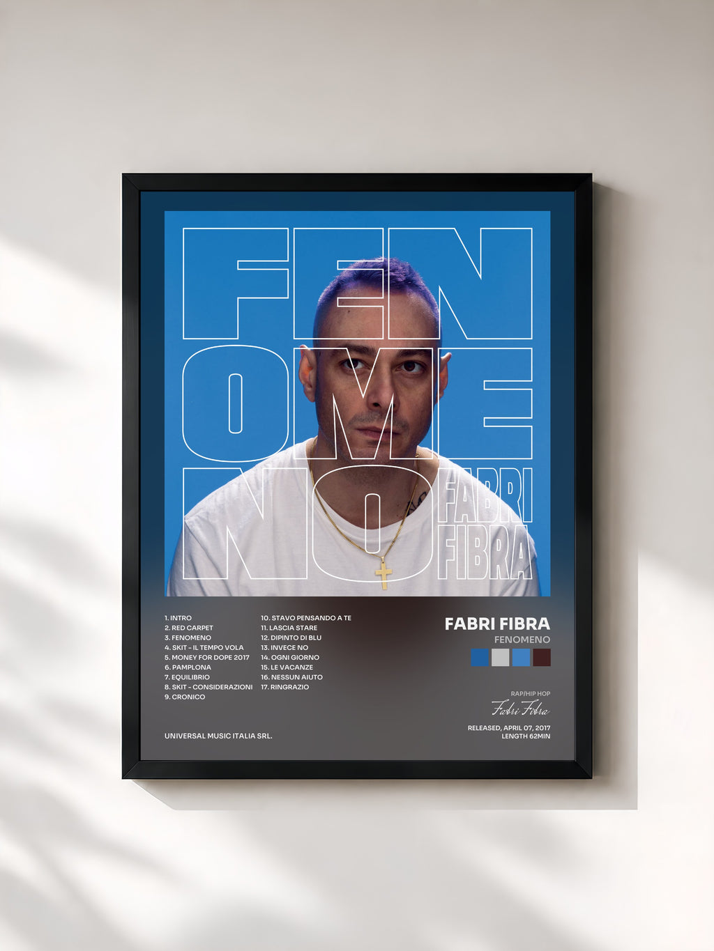#noir Tableau de l'album Fenomeno de Fabri Fibra, cadre noir, imprimé et encadré en France