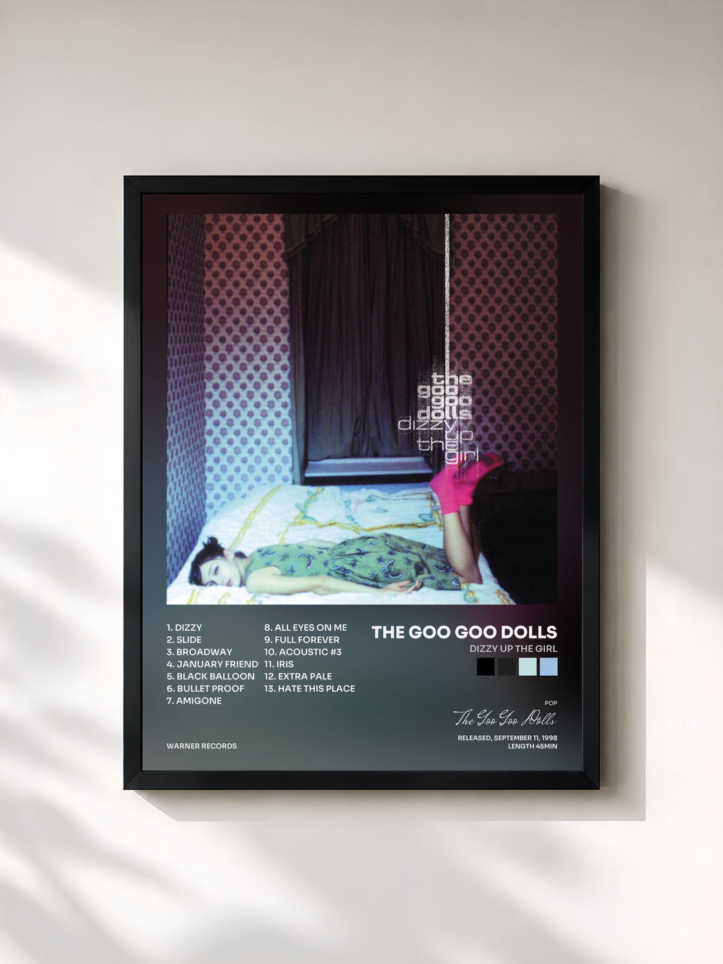 #noir Tableau de l'album Dizzy up the Girl de The Goo Goo Dolls, cadre noir, imprimé et encadré en France