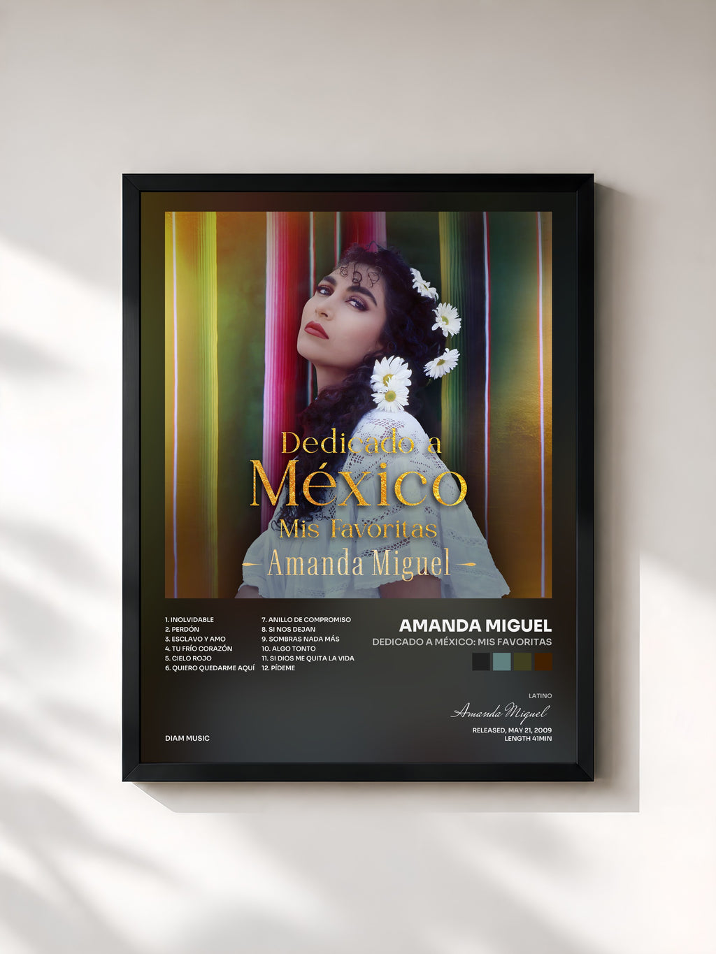 #noir Tableau de l'album Dedicado a México: Mis Favoritas de Amanda Miguel, cadre noir, imprimé et encadré en France