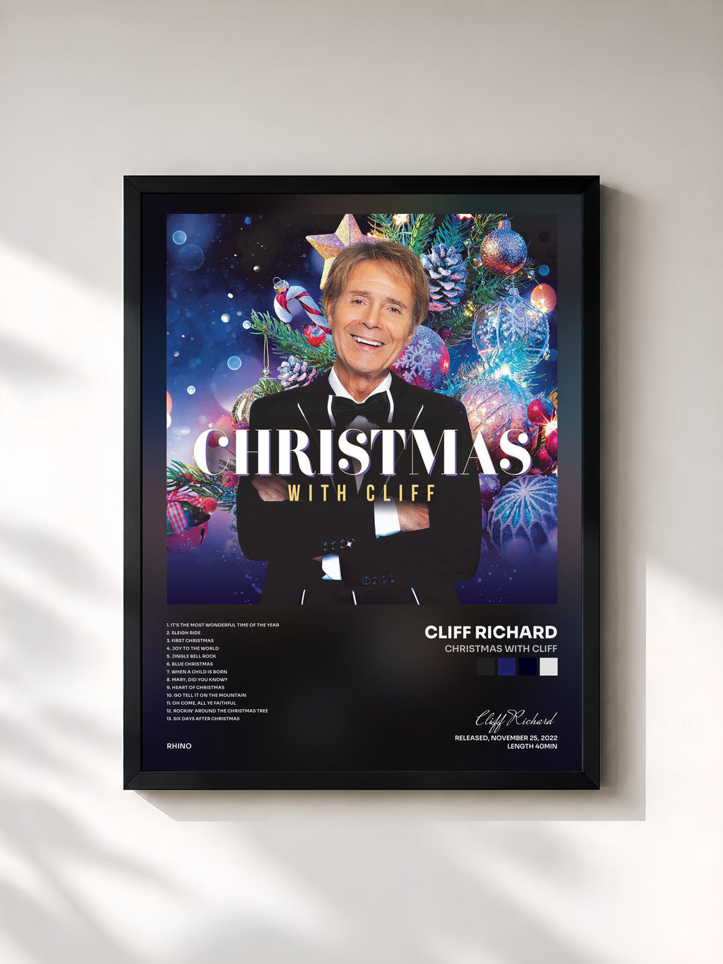 #noir Tableau de l'album Christmas with Cliff de Cliff Richard, cadre noir, imprimé et encadré en France