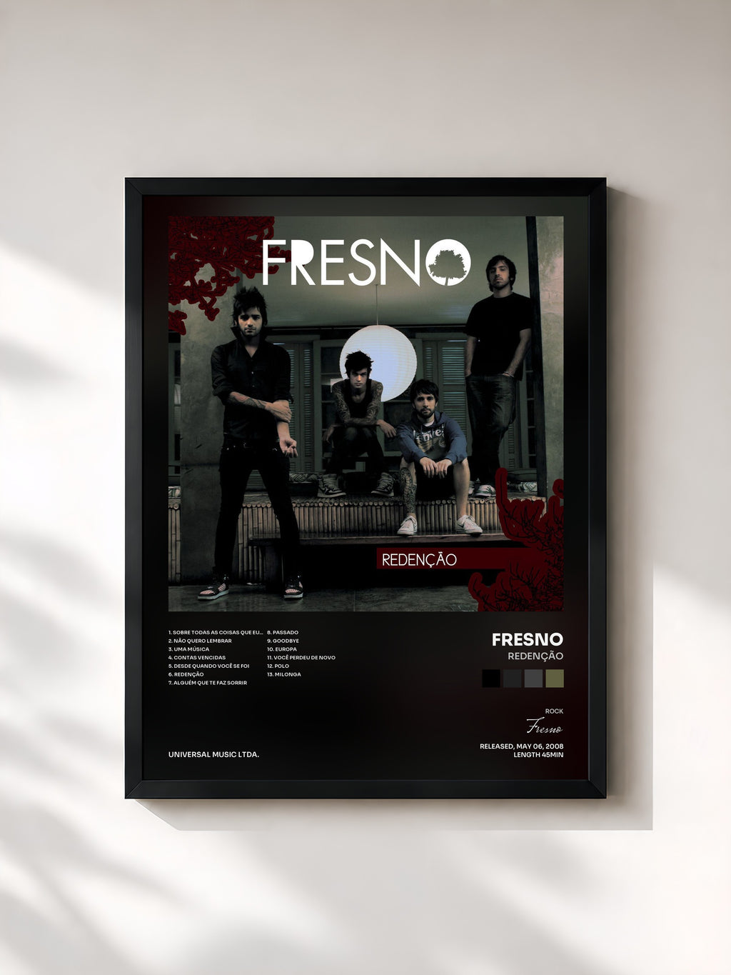 #noir Tableau de l'album Redenção de Fresno, cadre noir, imprimé et encadré en France