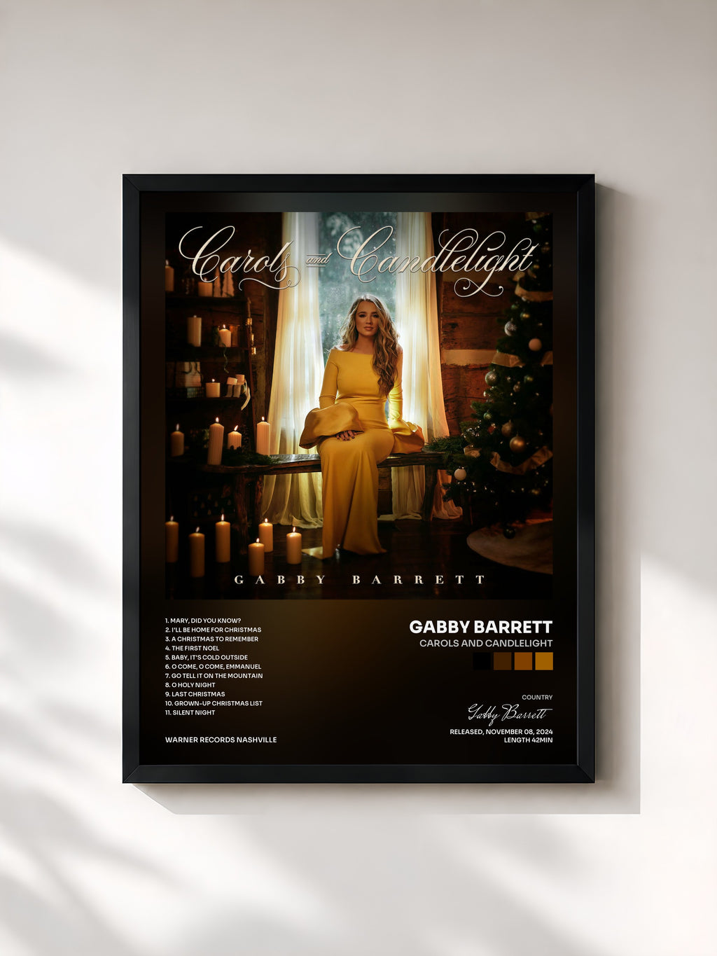 #noir Tableau de l'album Carols and Candlelight de Gabby Barrett, cadre noir, imprimé et encadré en France