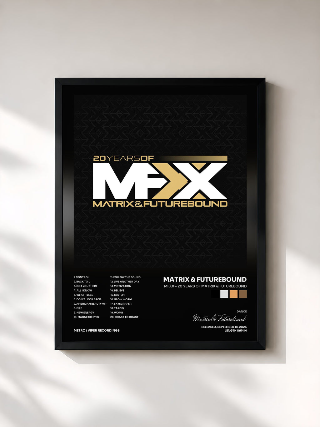 #noir Tableau de l'album MFXX - 20 Years Of Matrix & Futurebound de Matrix & Futurebound, cadre noir, imprimé et encadré en France
