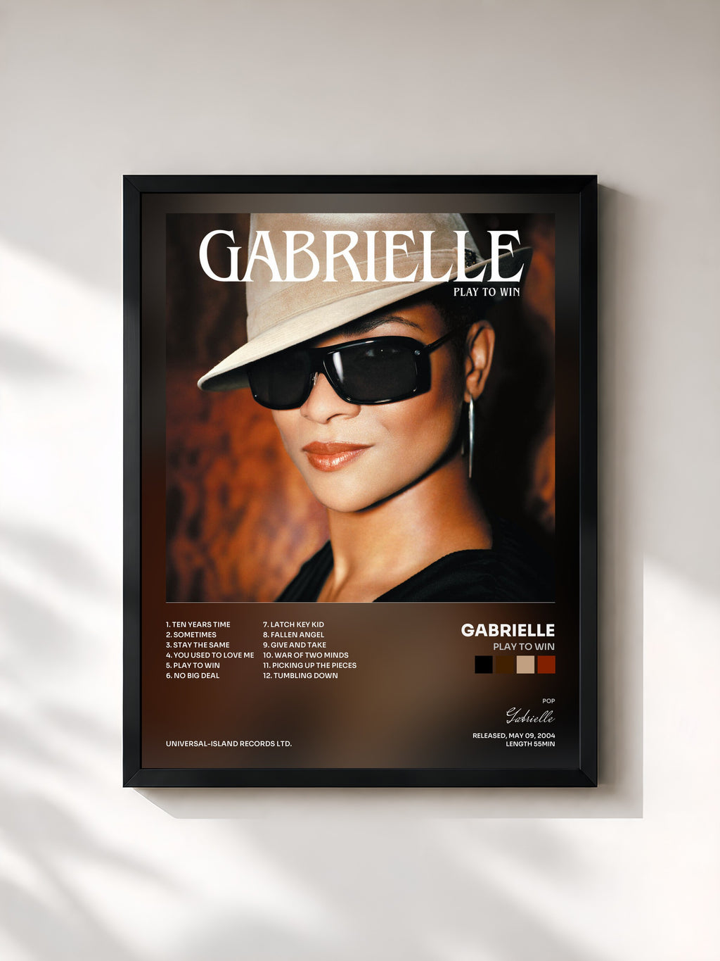 #noir Tableau de l'album Play To Win de Gabrielle, cadre noir, imprimé et encadré en France