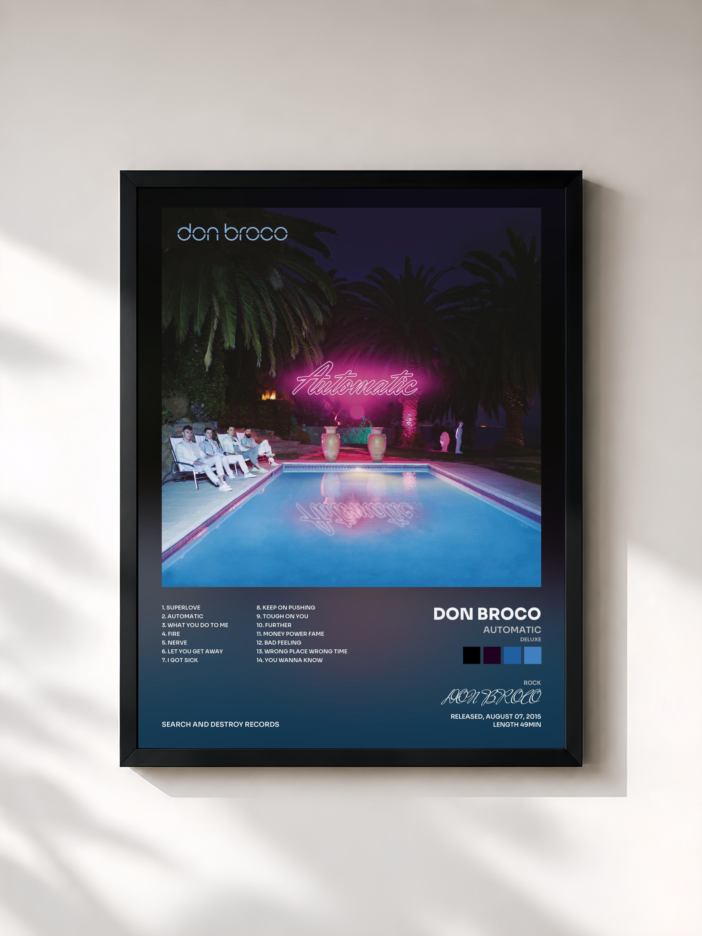 #noir Tableau de l'album Automatic (Deluxe) de DON BROCO, cadre noir, imprimé et encadré en France