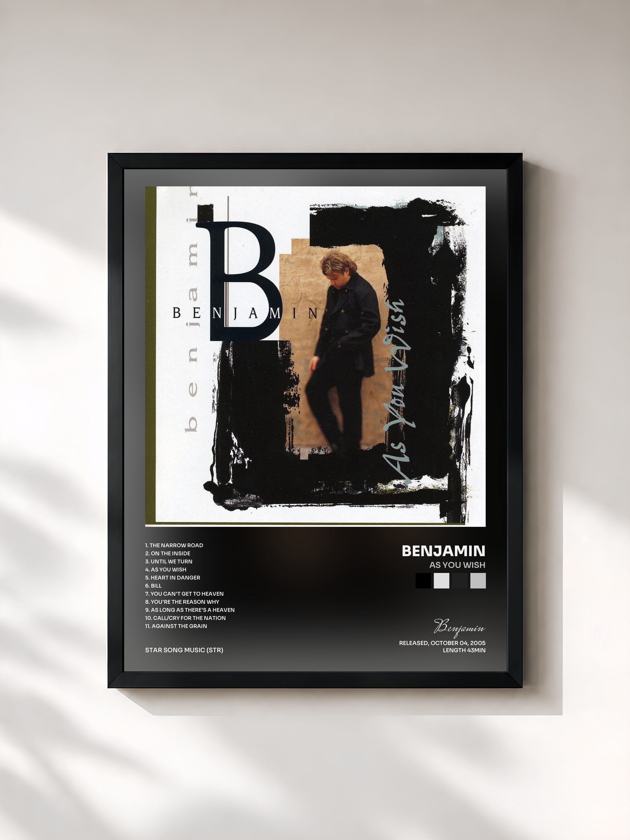 #noir Tableau de l'album As You Wish de Benjamin, cadre noir, imprimé et encadré en France