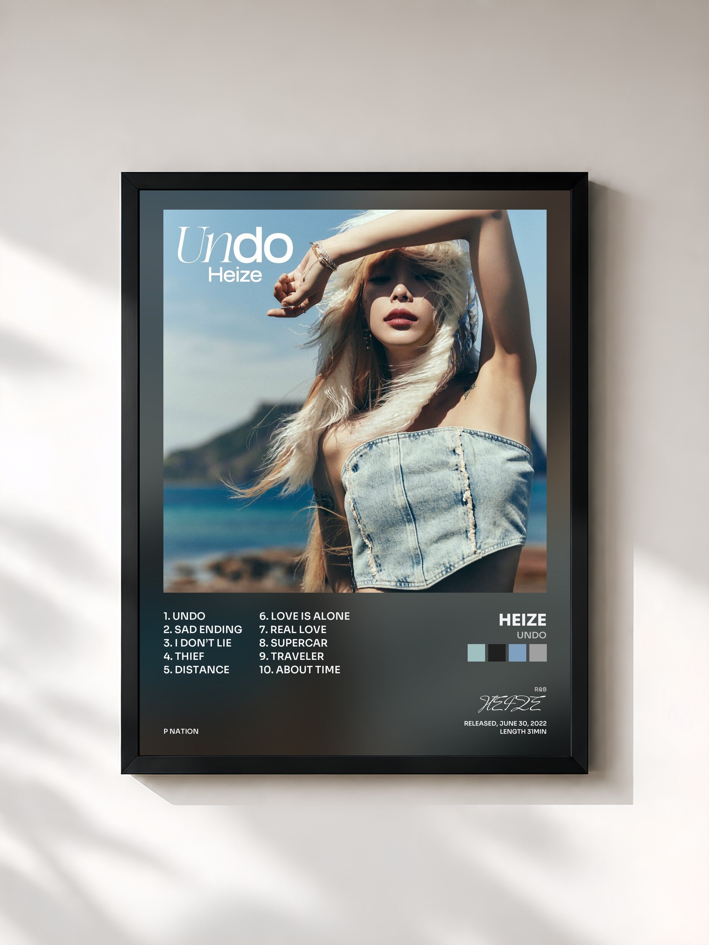 #noir Tableau de l'album Undo de HEIZE, cadre noir, imprimé et encadré en France