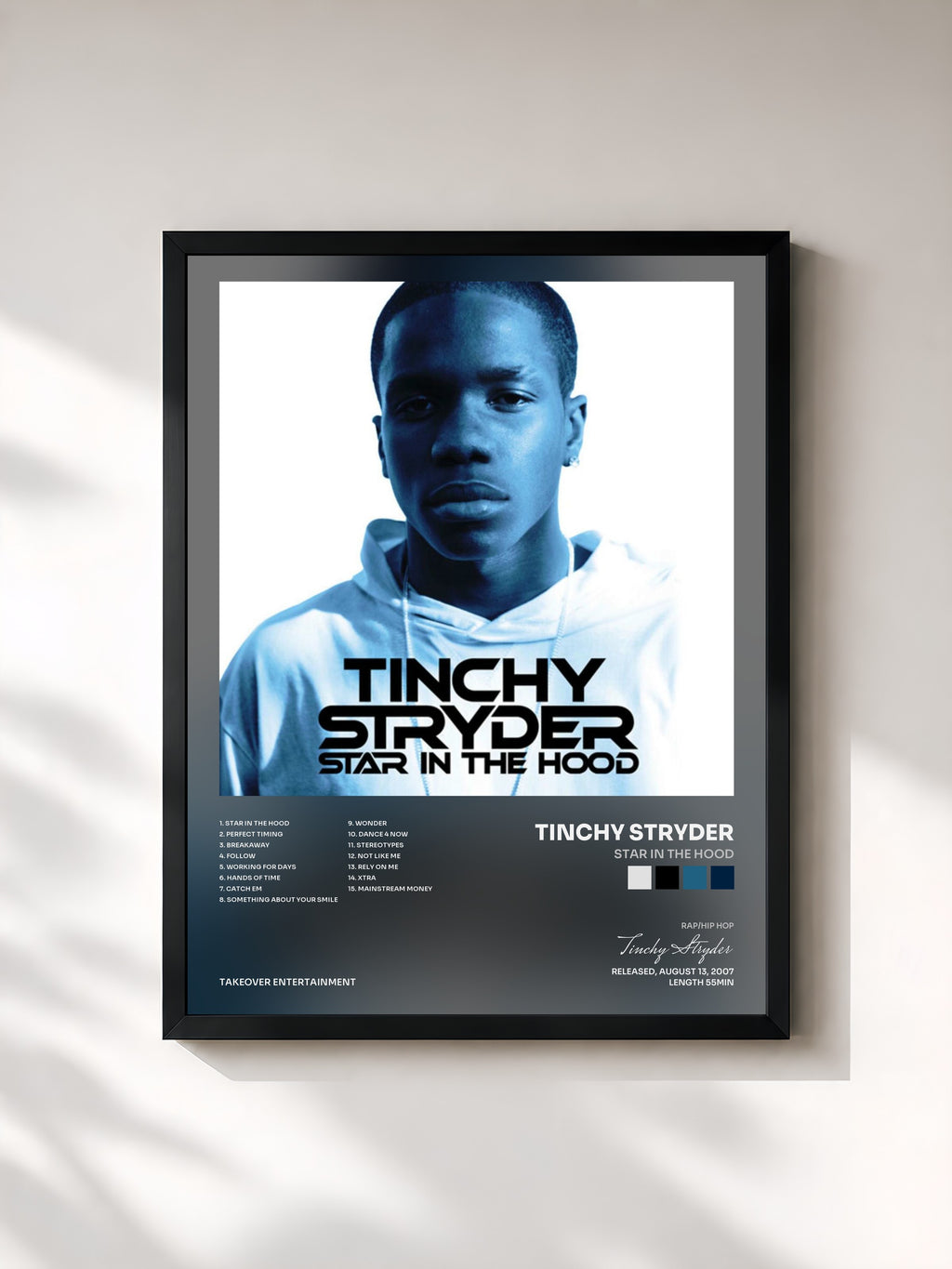 #noir Tableau de l'album Star in the Hood de Tinchy Stryder, cadre noir, imprimé et encadré en France