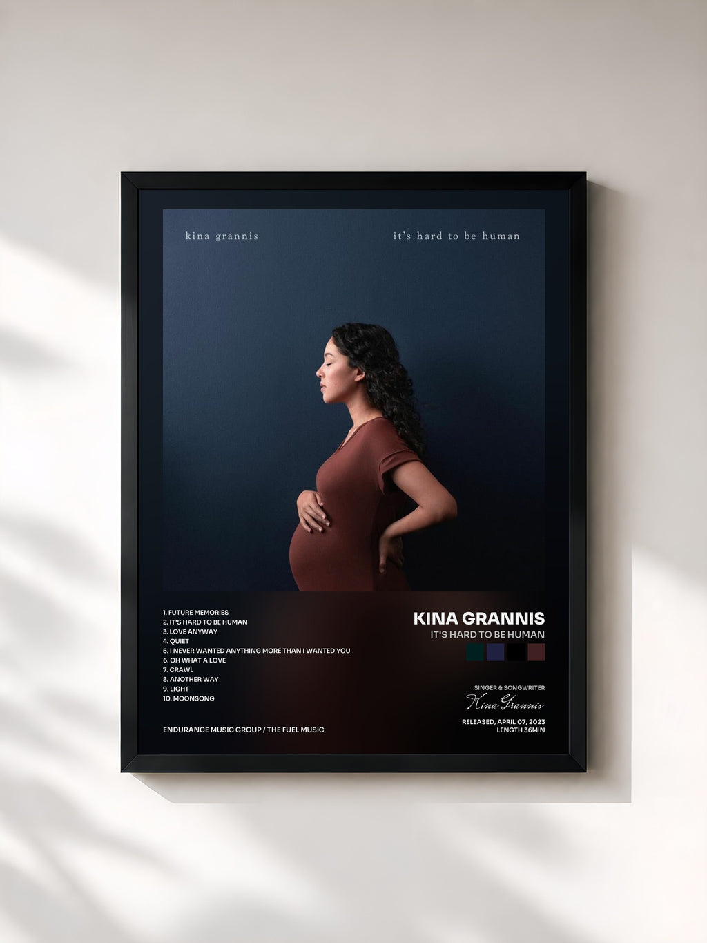 #noir Tableau de l'album It's Hard to Be Human de Kina Grannis, cadre noir, imprimé et encadré en France