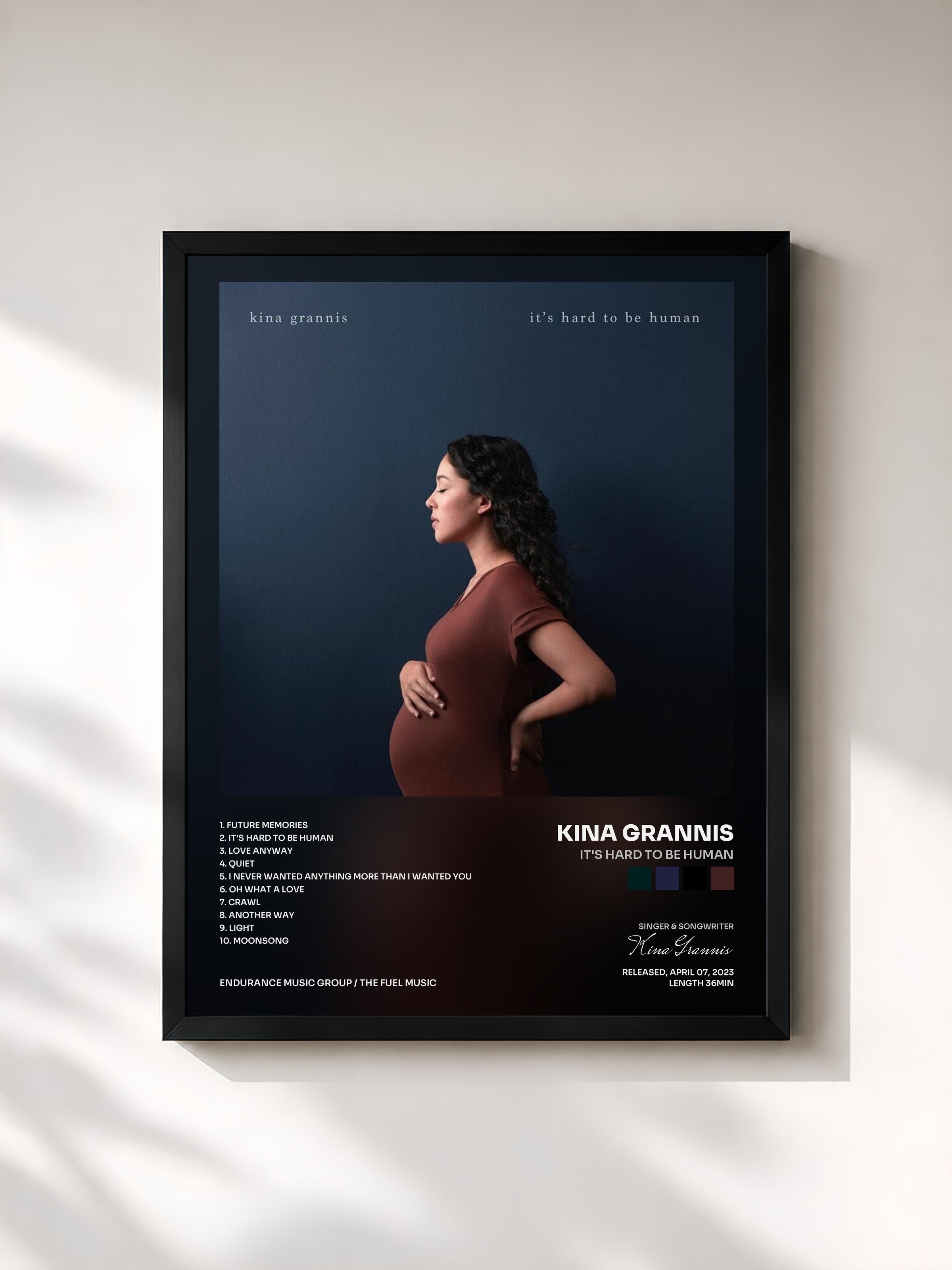 #noir Tableau de l'album It's Hard to Be Human de Kina Grannis, cadre noir, imprimé et encadré en France