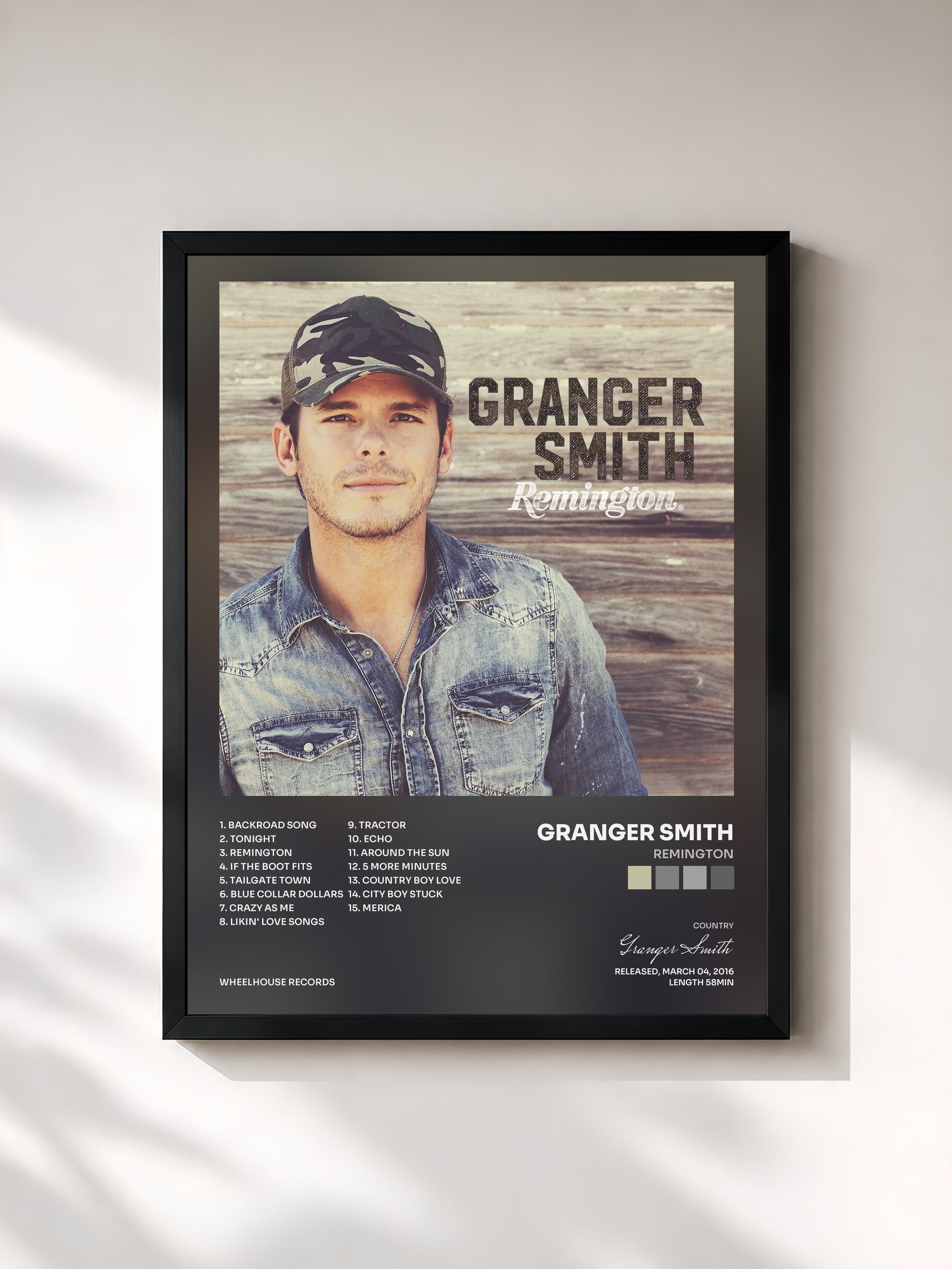 #noir Tableau de l'album Remington de Granger Smith, cadre noir, imprimé et encadré en France
