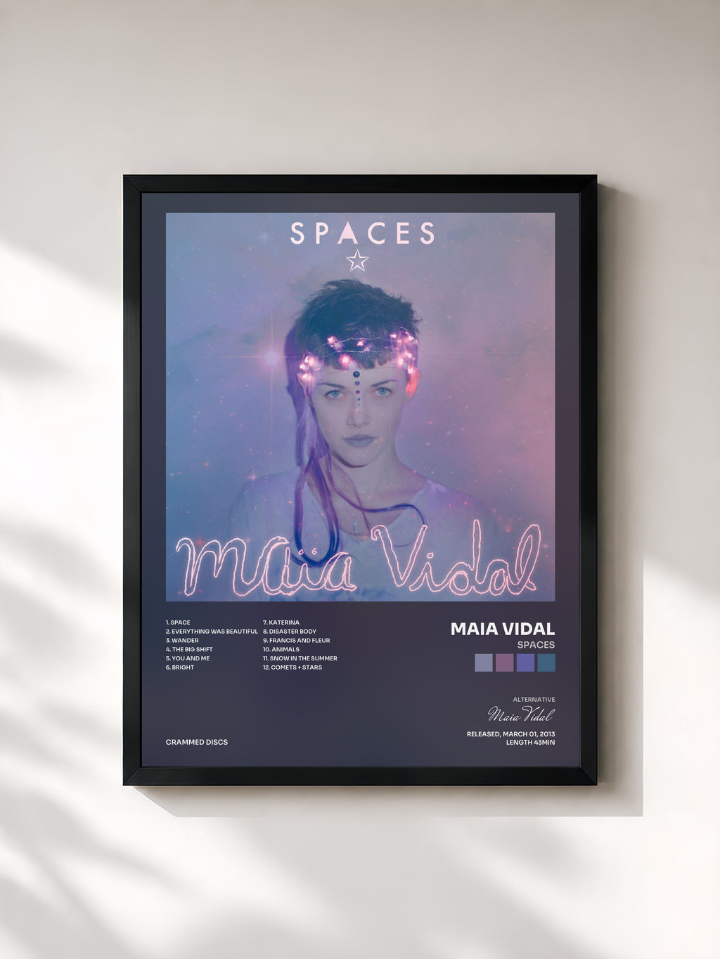#noir Tableau de l'album Spaces de Maia Vidal, cadre noir, imprimé et encadré en France