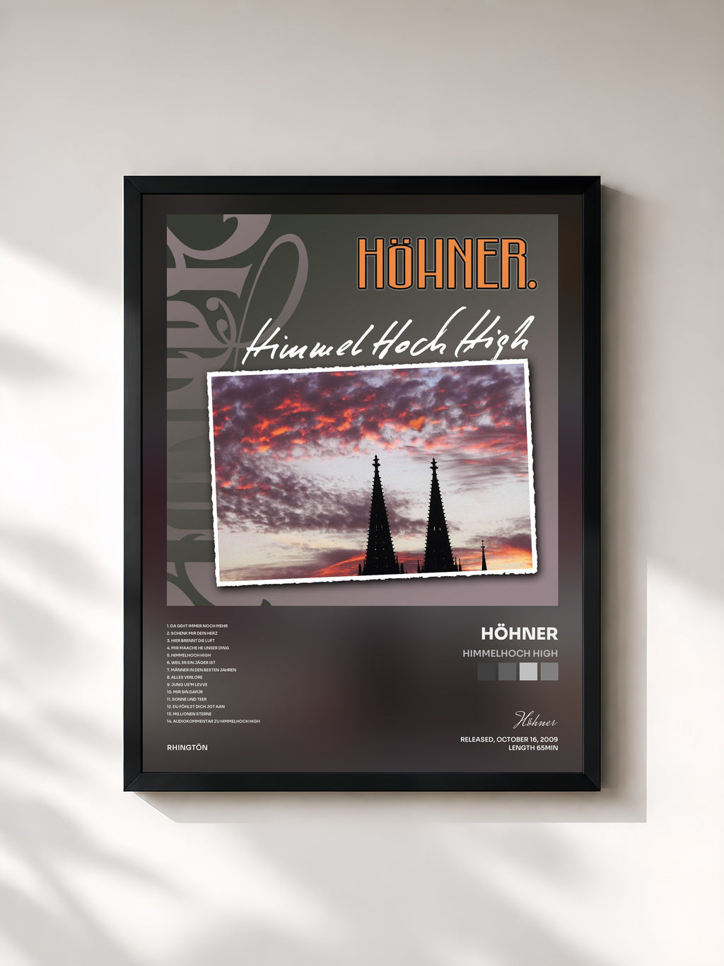 #noir Tableau de l'album Himmelhoch High de Höhner, cadre noir, imprimé et encadré en France