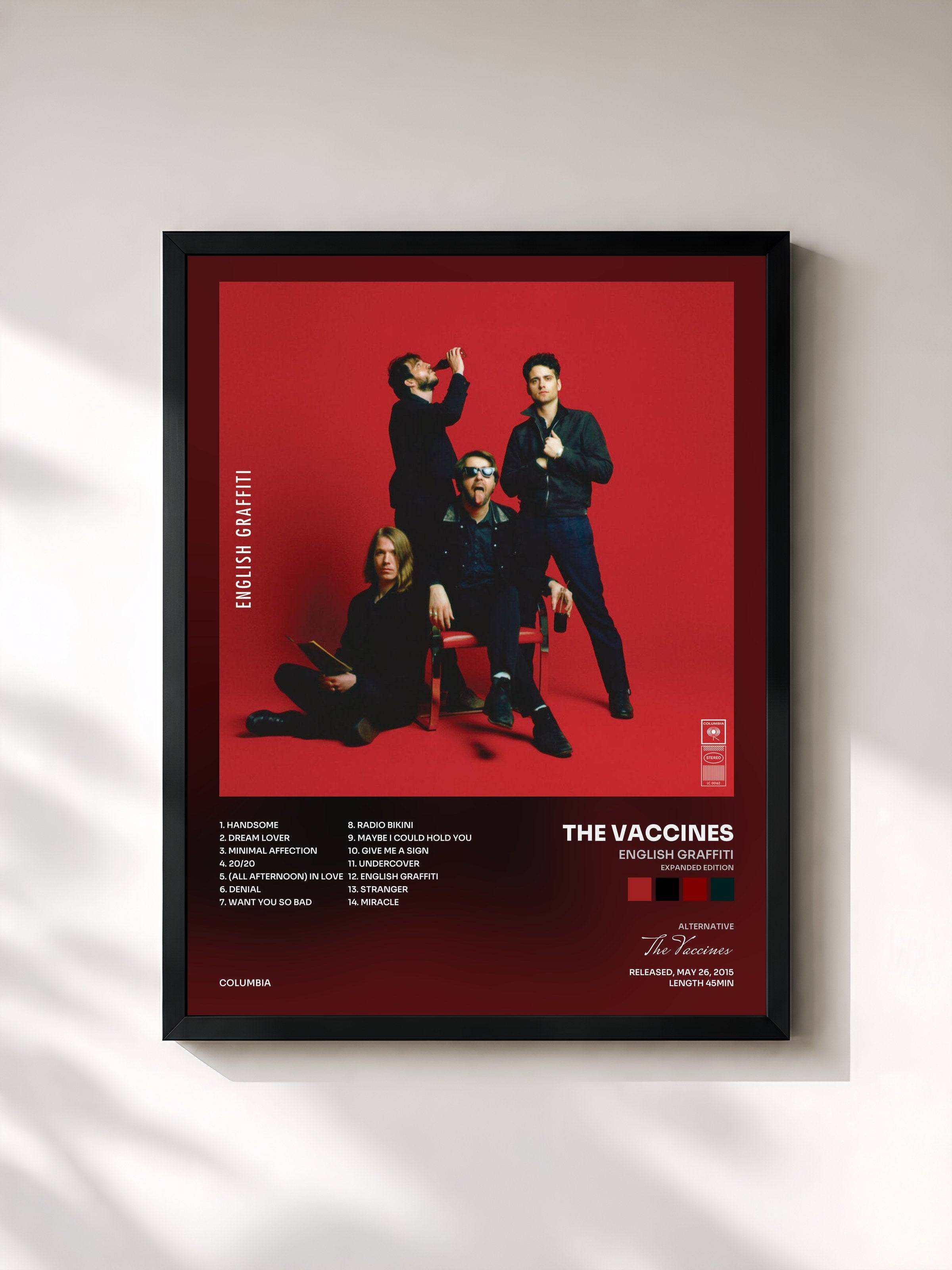 #noir Tableau de l'album English Graffiti (Expanded Edition) de The Vaccines, cadre noir, imprimé et encadré en France