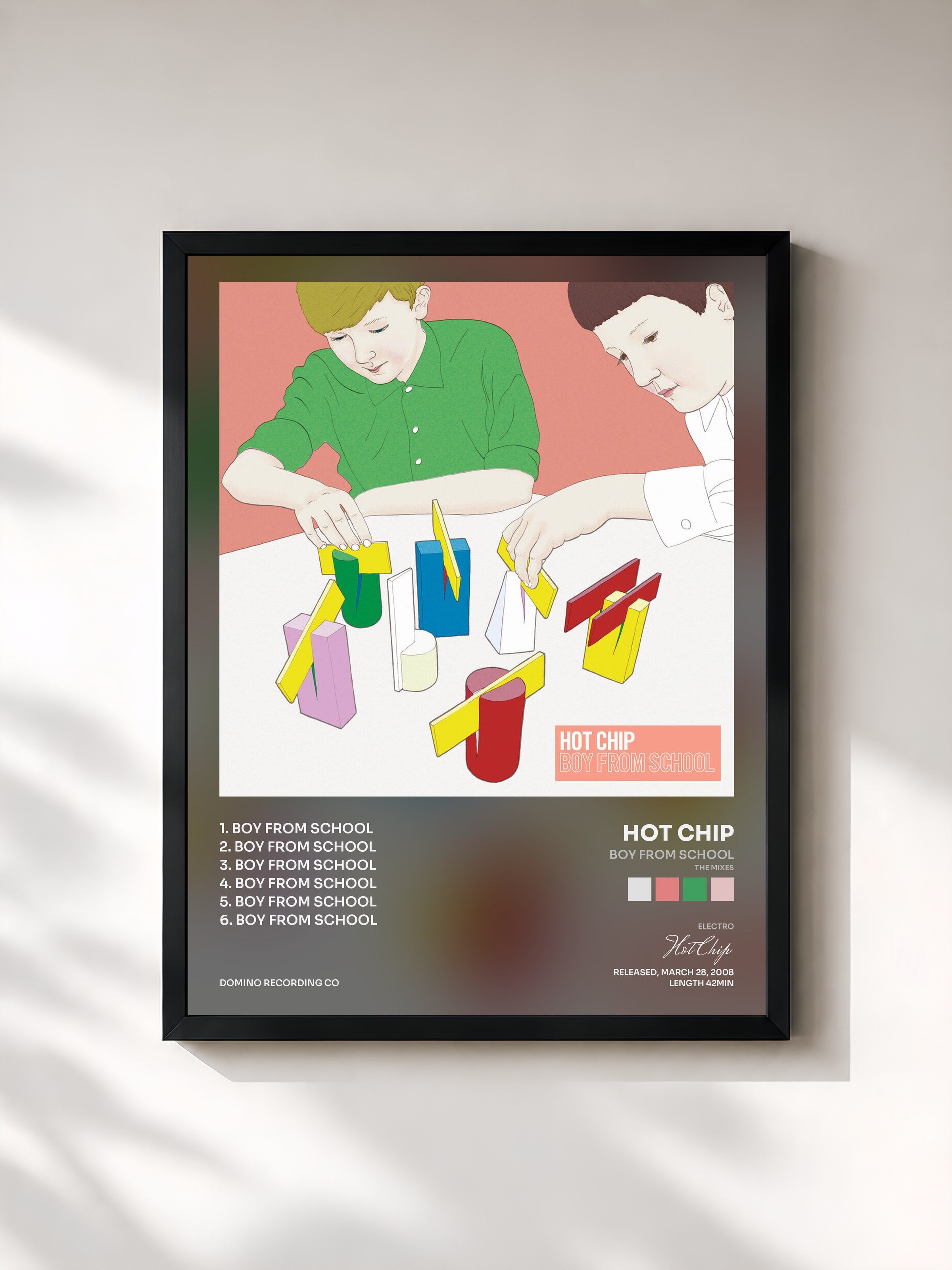 #noir Tableau de l'album Boy From School (The Mixes) de Hot Chip, cadre noir, imprimé et encadré en France