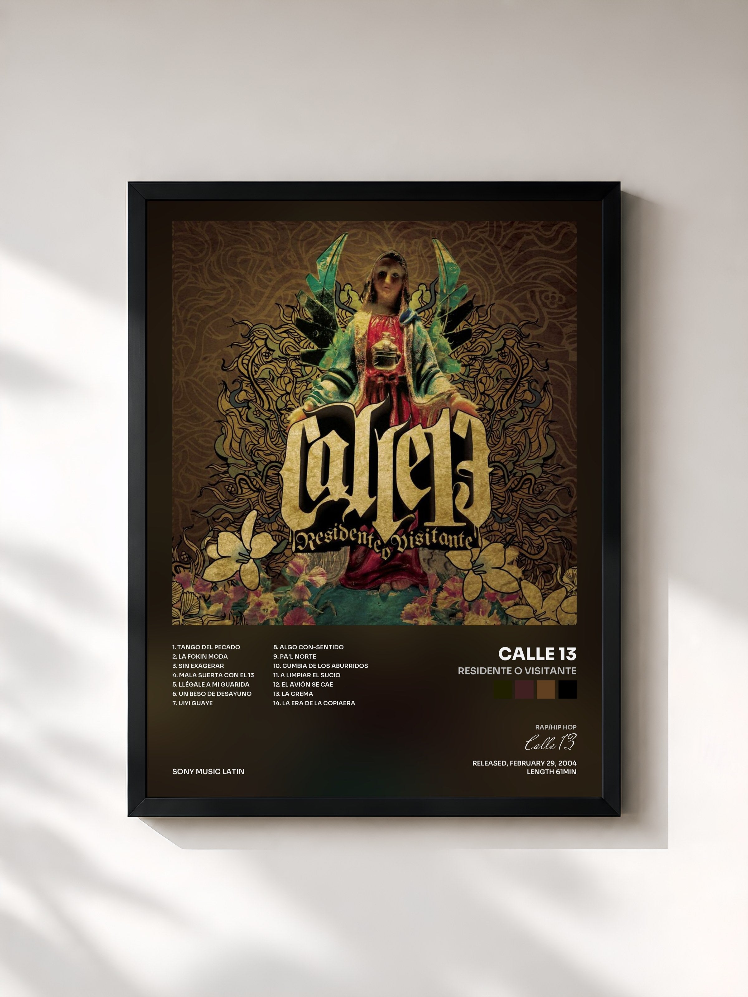 #noir Tableau de l'album Residente o Visitante de Calle 13, cadre noir, imprimé et encadré en France
