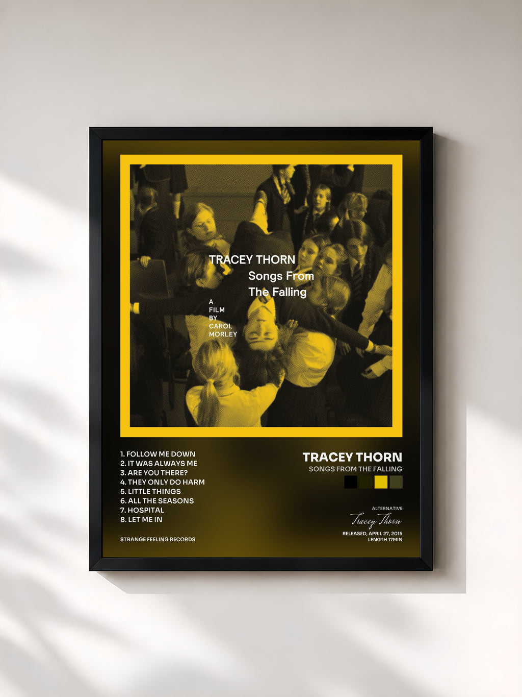 #noir Tableau de l'album Songs from the Falling de Tracey Thorn, cadre noir, imprimé et encadré en France