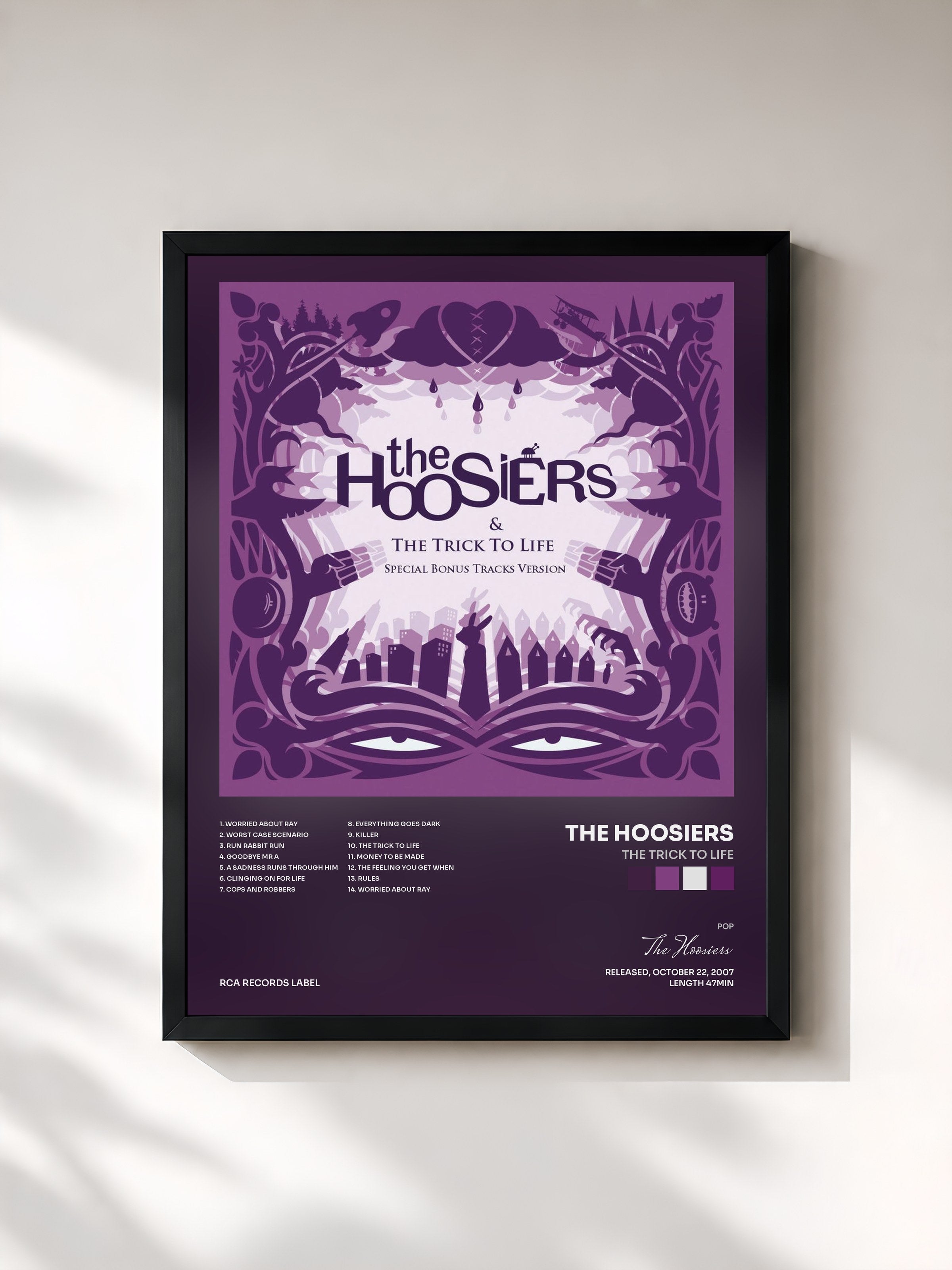 #noir Tableau de l'album The Trick To Life de The Hoosiers, cadre noir, imprimé et encadré en France