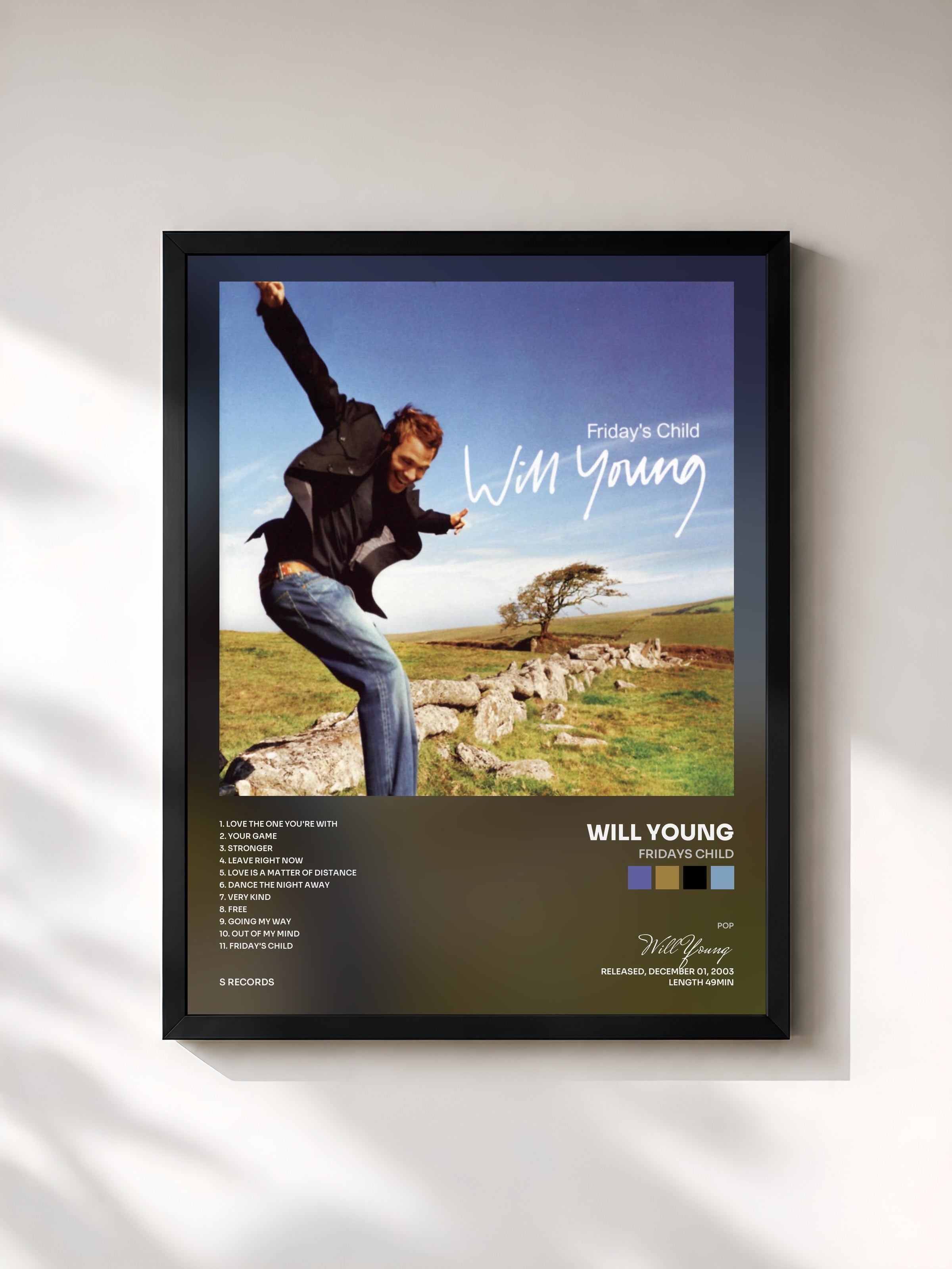 #noir Tableau de l'album Fridays Child de Will Young, cadre noir, imprimé et encadré en France