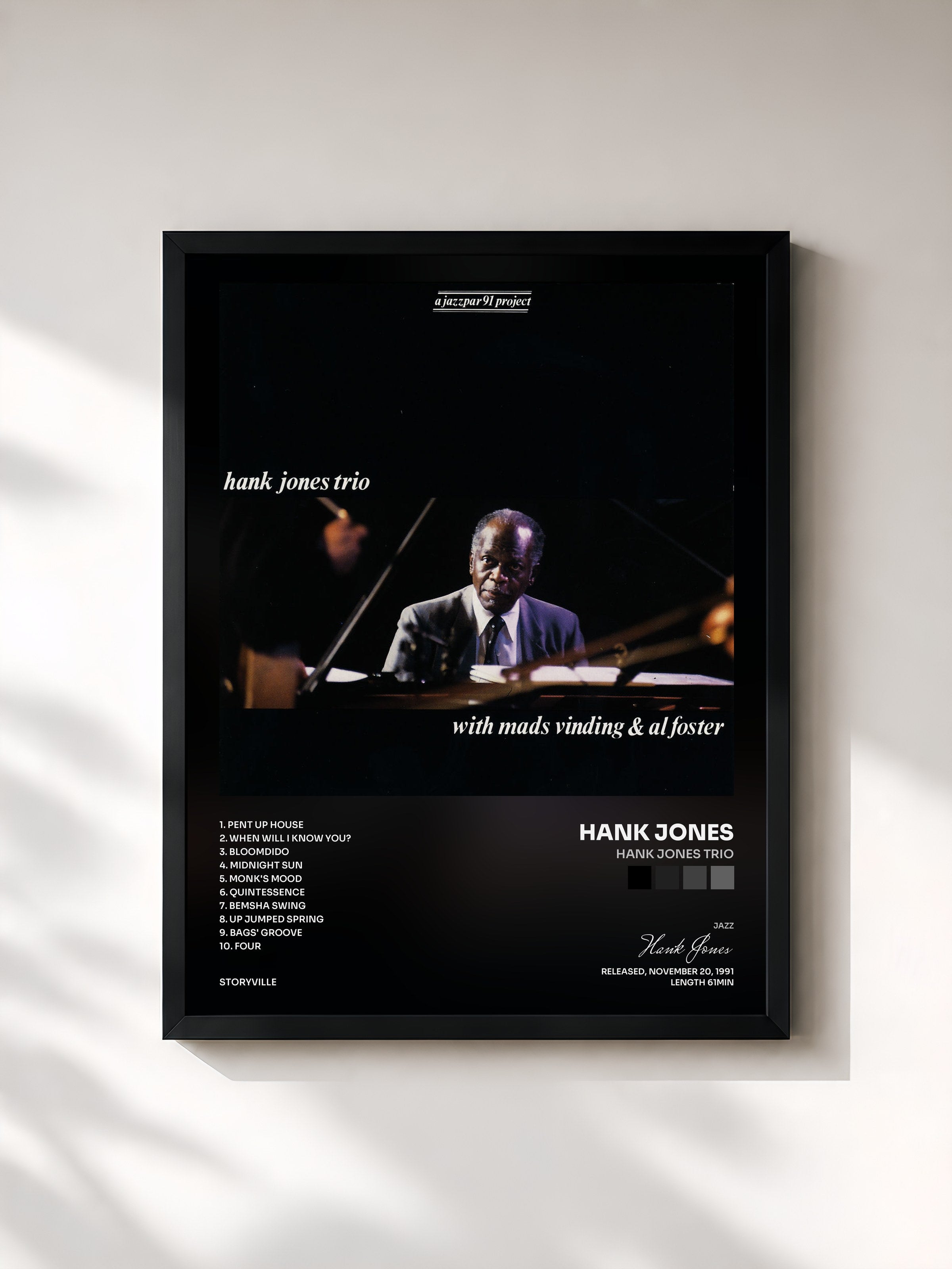 #noir Tableau de l'album Hank Jones Trio de Hank Jones, cadre noir, imprimé et encadré en France