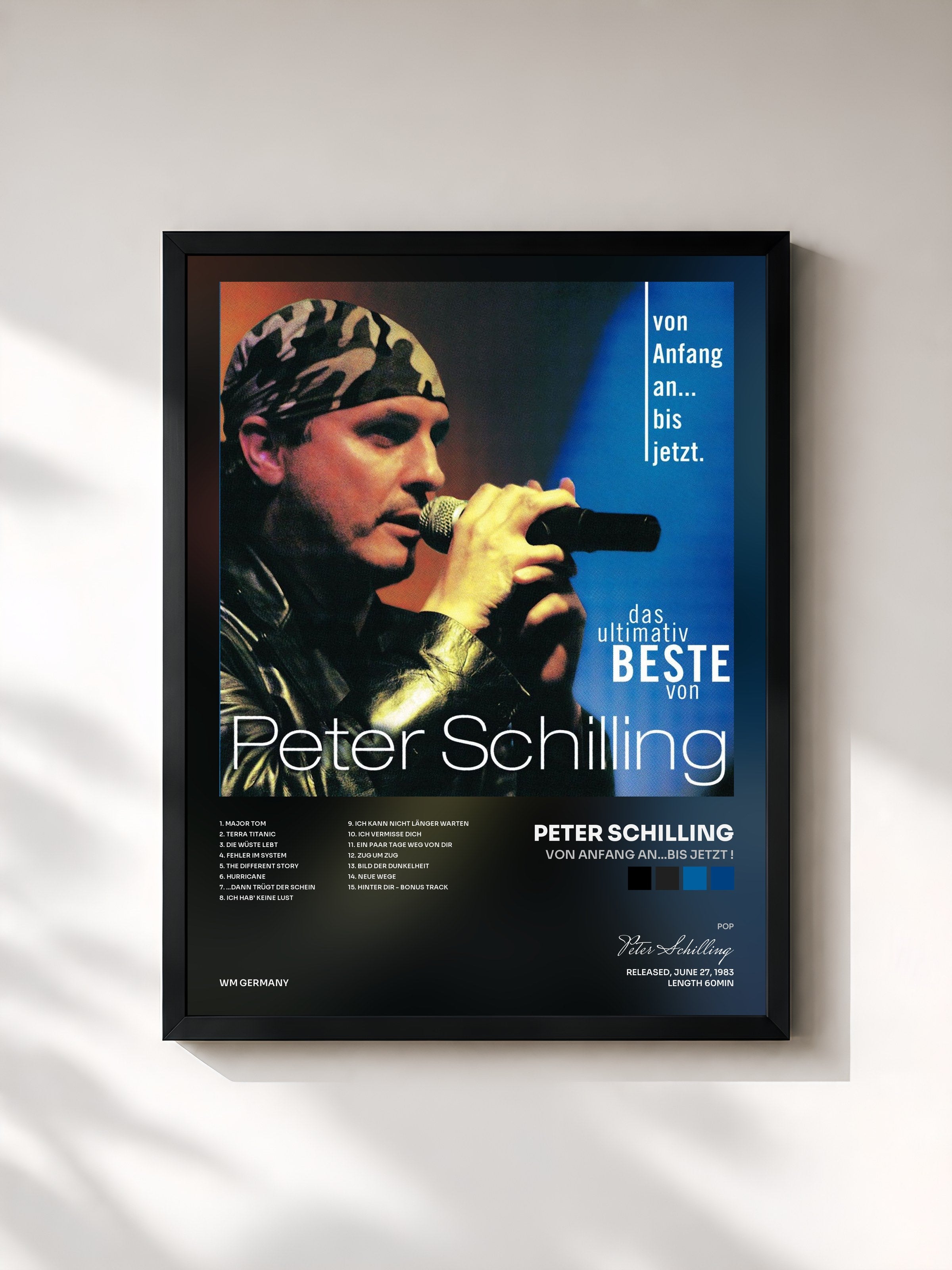 #noir Tableau de l'album Von Anfang An...Bis Jetzt ! de Peter Schilling, cadre noir, imprimé et encadré en France
