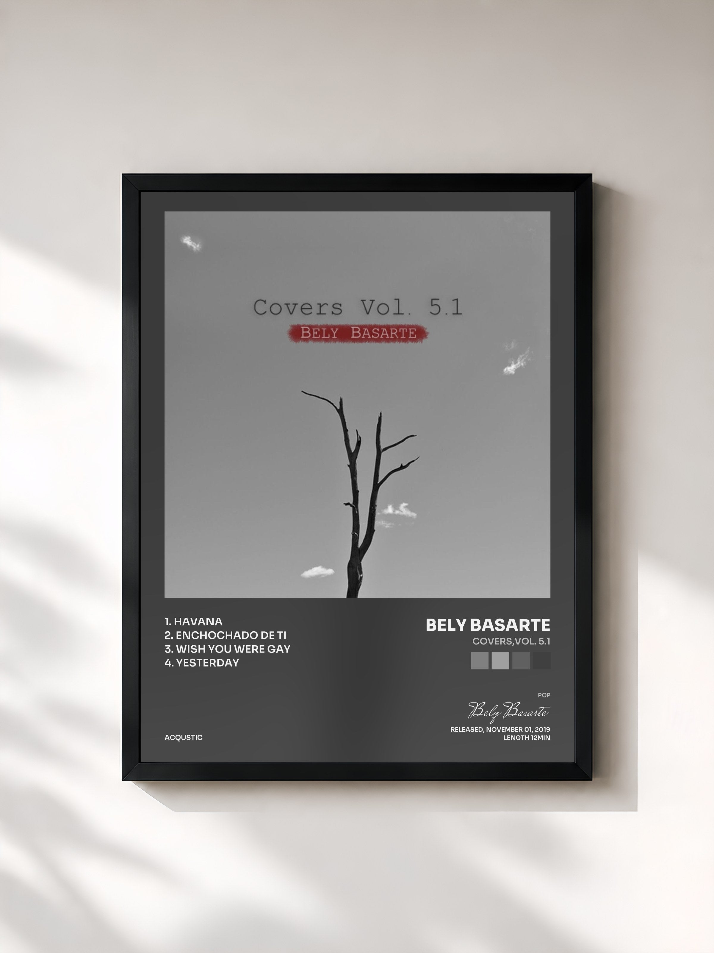 #noir Tableau de l'album Covers,Vol. 5.1 de Bely Basarte, cadre noir, imprimé et encadré en France