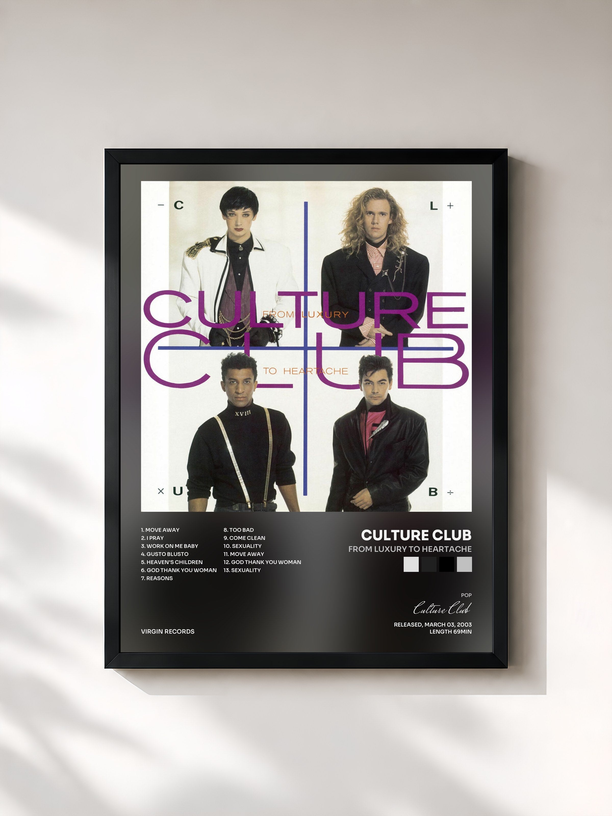 #noir Tableau de l'album From Luxury To Heartache de Culture Club, cadre noir, imprimé et encadré en France