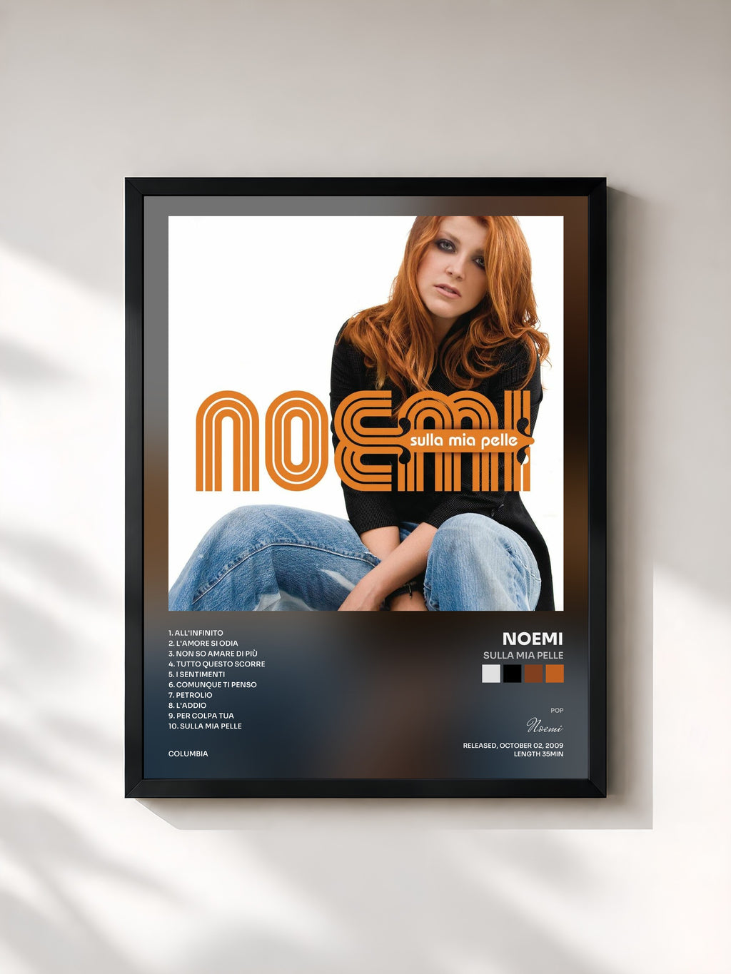#noir Tableau de l'album Sulla Mia Pelle de Noemi, cadre noir, imprimé et encadré en France