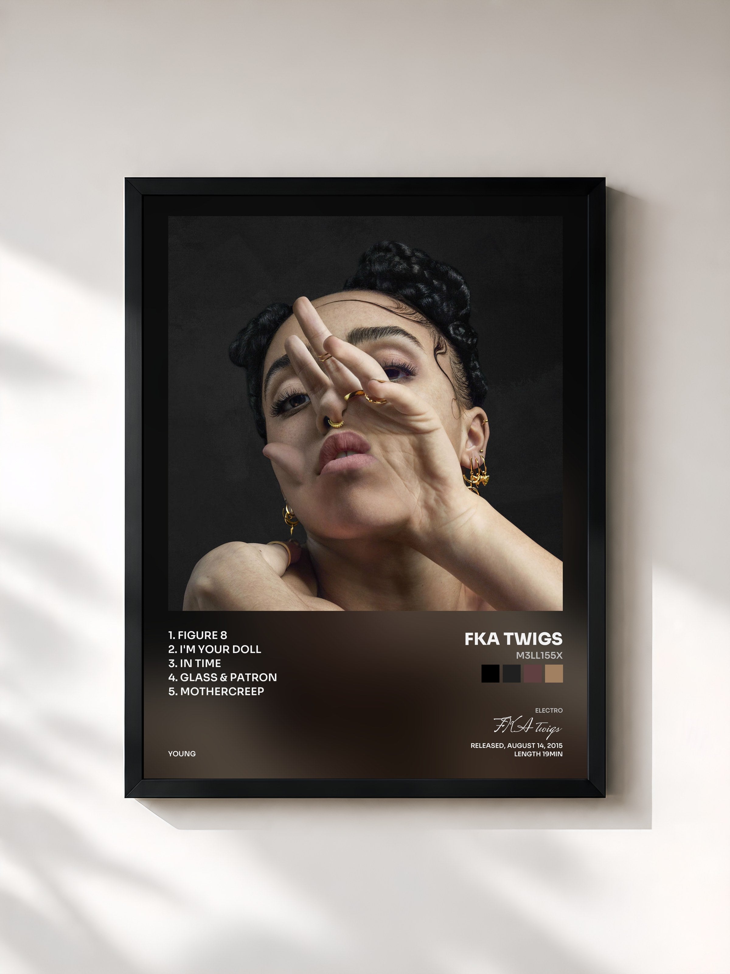 #noir Tableau de l'album M3LL155X de FKA twigs, cadre noir, imprimé et encadré en France